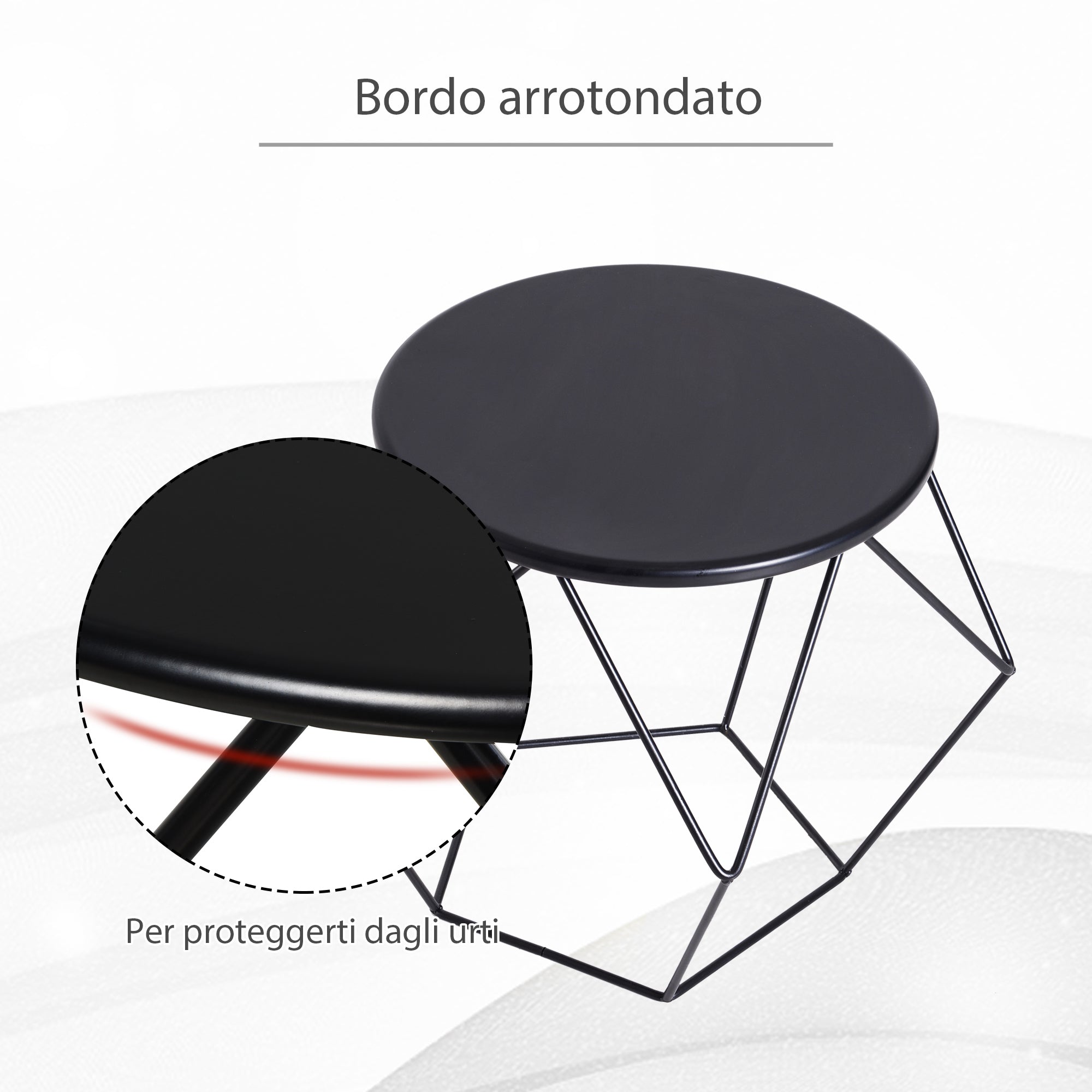 Nordic Minimalist Geometric Coffee Table, Steel, 54x54x44cm