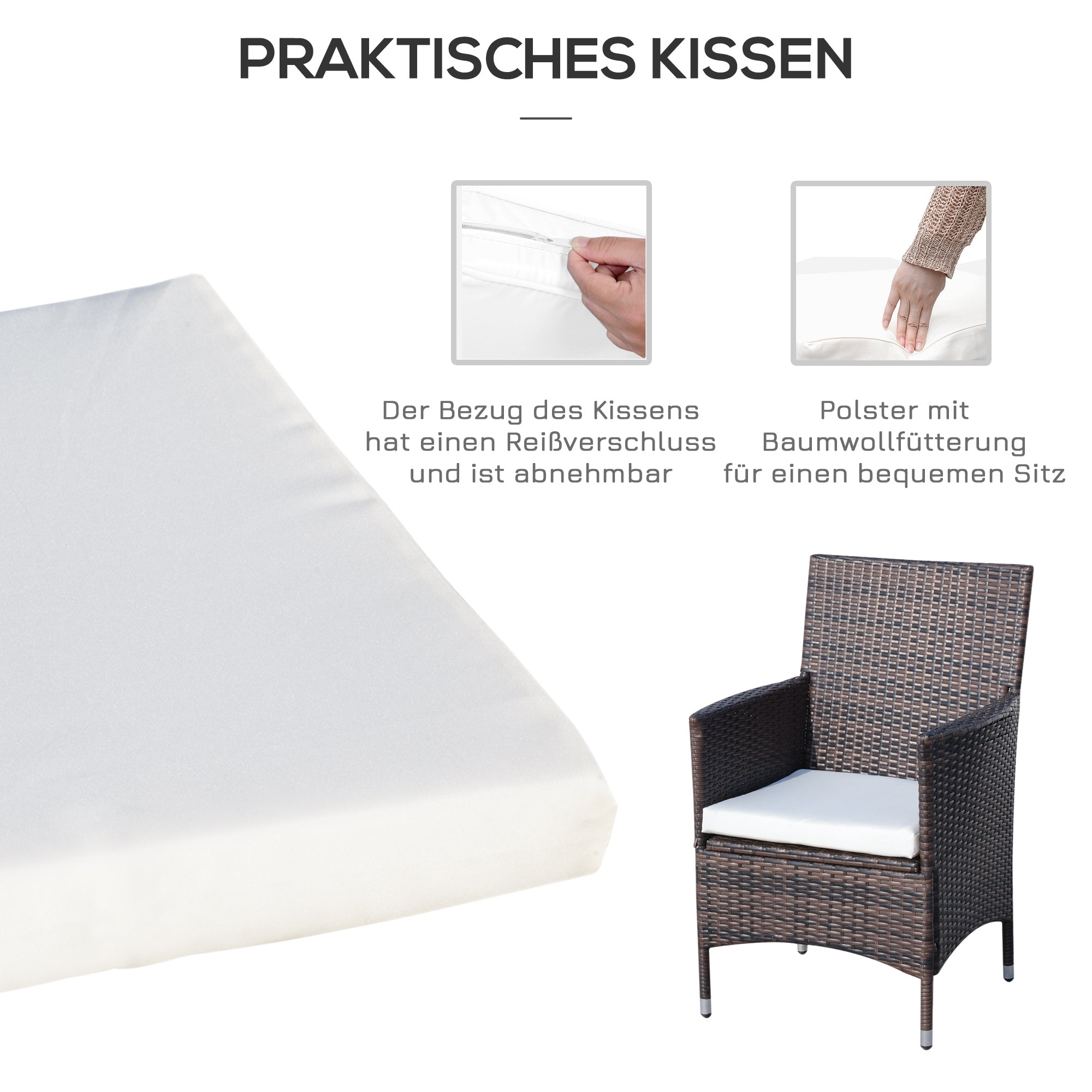 Poly Rattan Garden Furniture Set, Outdoor Lounge Balcony Furniture for 2 People, 3-Piece Seating Group, 2 Chairs, Table Seat Cushions, Garden Lounge for Garden, Terrace, Balcony, Brown