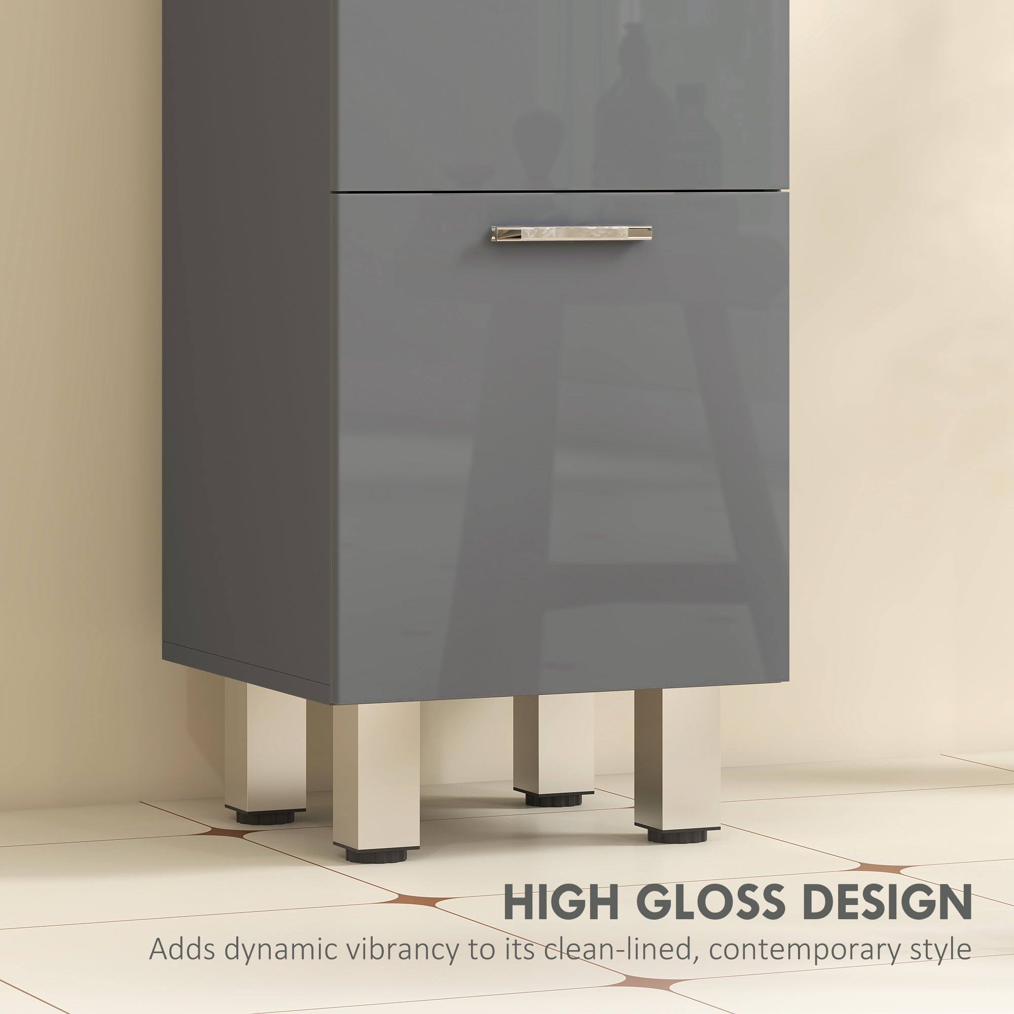 Narrow Bathroom Cabinet with 3 Drawers — Adjustable Shelf, Slim Toilet & Bathroom Storage for Small Spaces, 30 x 30 x 93 cm (11.8 x 11.8 x 36.6 in), Gray