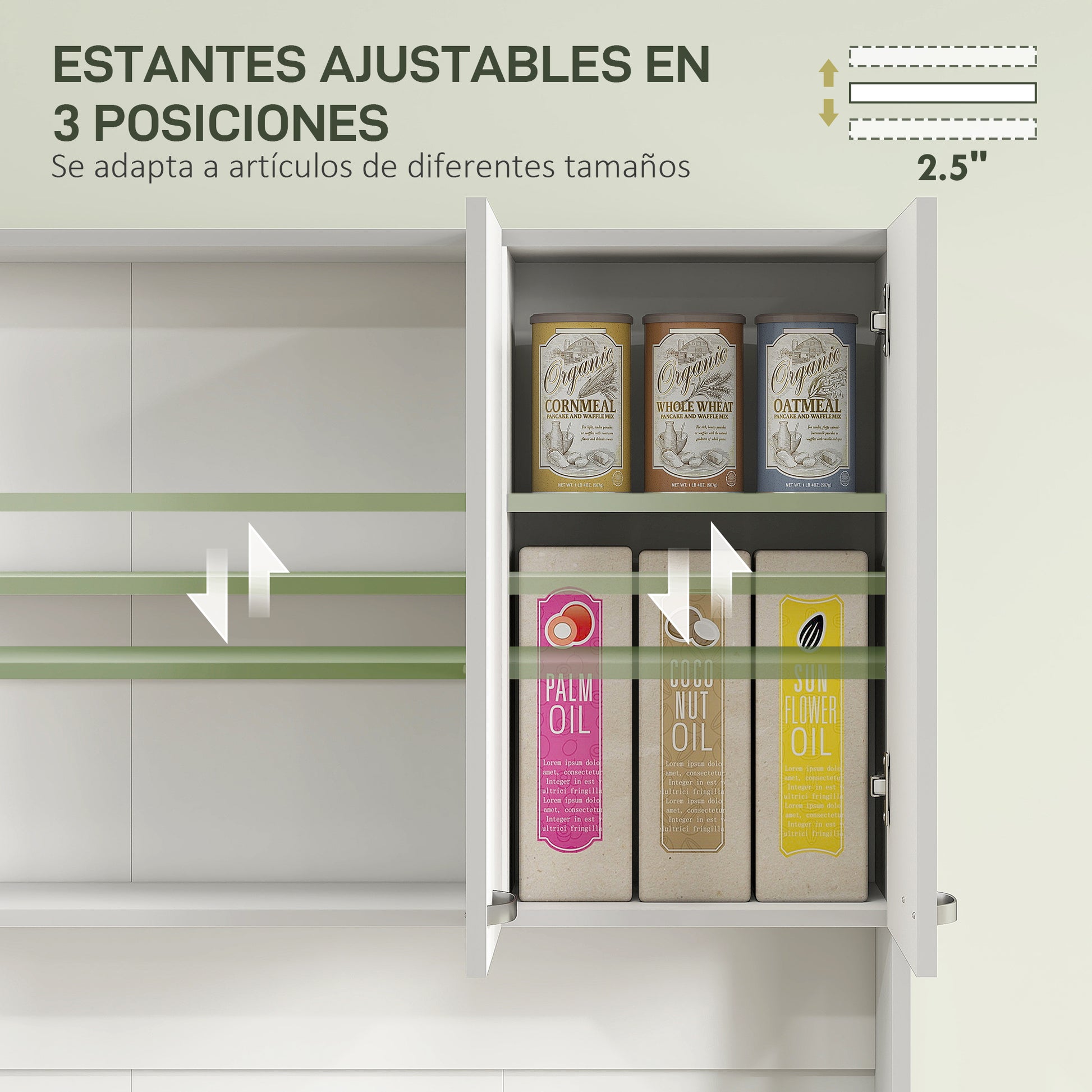 Kitchen Pantry Cabinet Kitchen Cabinet Sideboard with 1 Drawer 6 Doors and Adjustable Shelves Modern Style 101x39x180 cm White