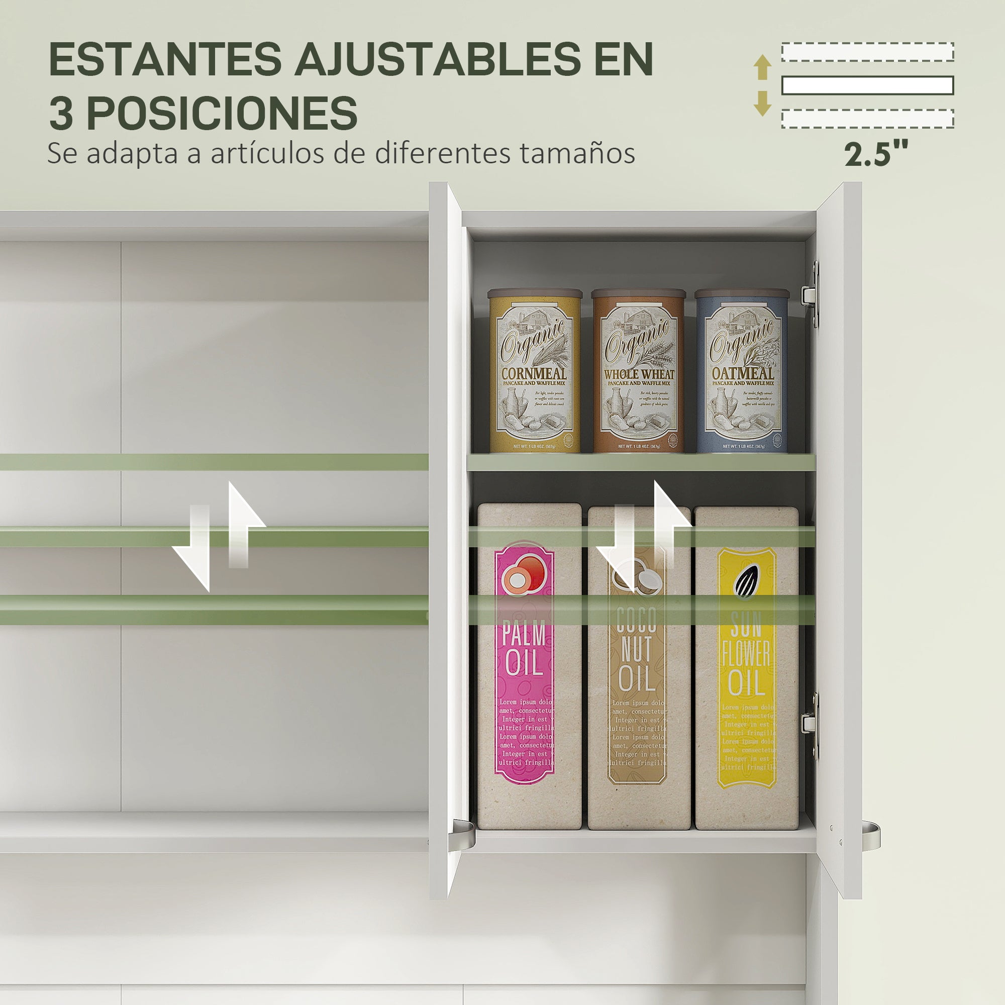 Kitchen Pantry Cabinet Kitchen Cabinet Sideboard with 1 Drawer 6 Doors and Adjustable Shelves Modern Style 101x39x180 cm White