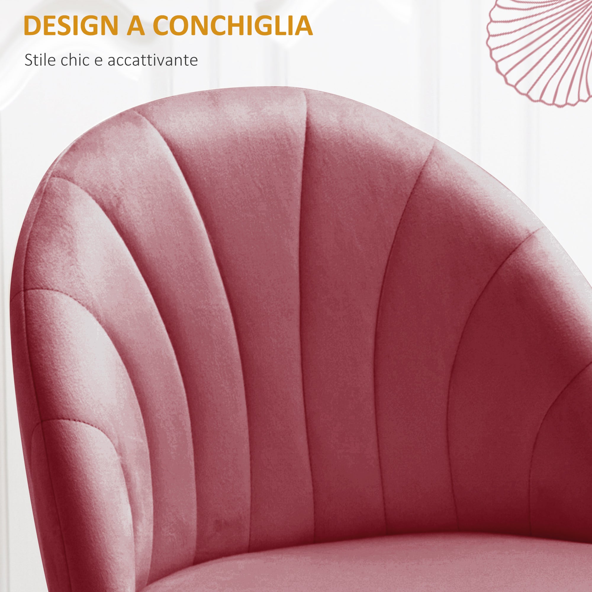 Set of 2 Dining Room Chairs, Modern Kitchen Chairs with Shell Back and Metal Legs, Velvet Upholstered Chair for Kitchen, Bedroom, Office, and Living Room, Antique Red