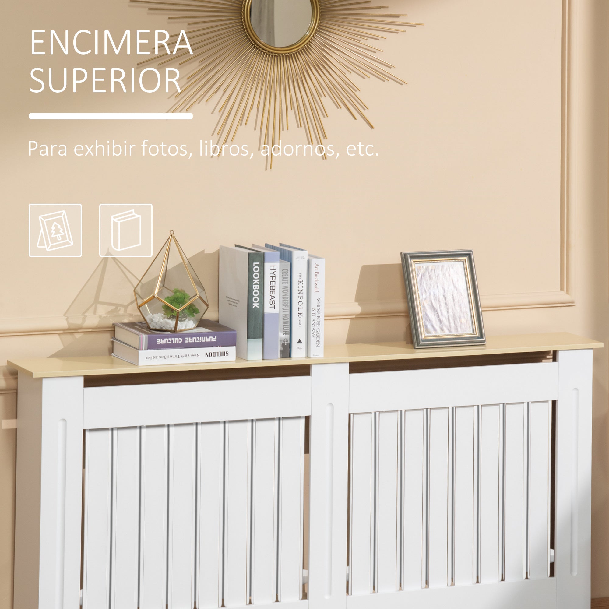 Radiator Cover 152x19x83 cm MDF Radiator Cabinet with Anti-Tip Device Modern Design for Living Room Bedroom White