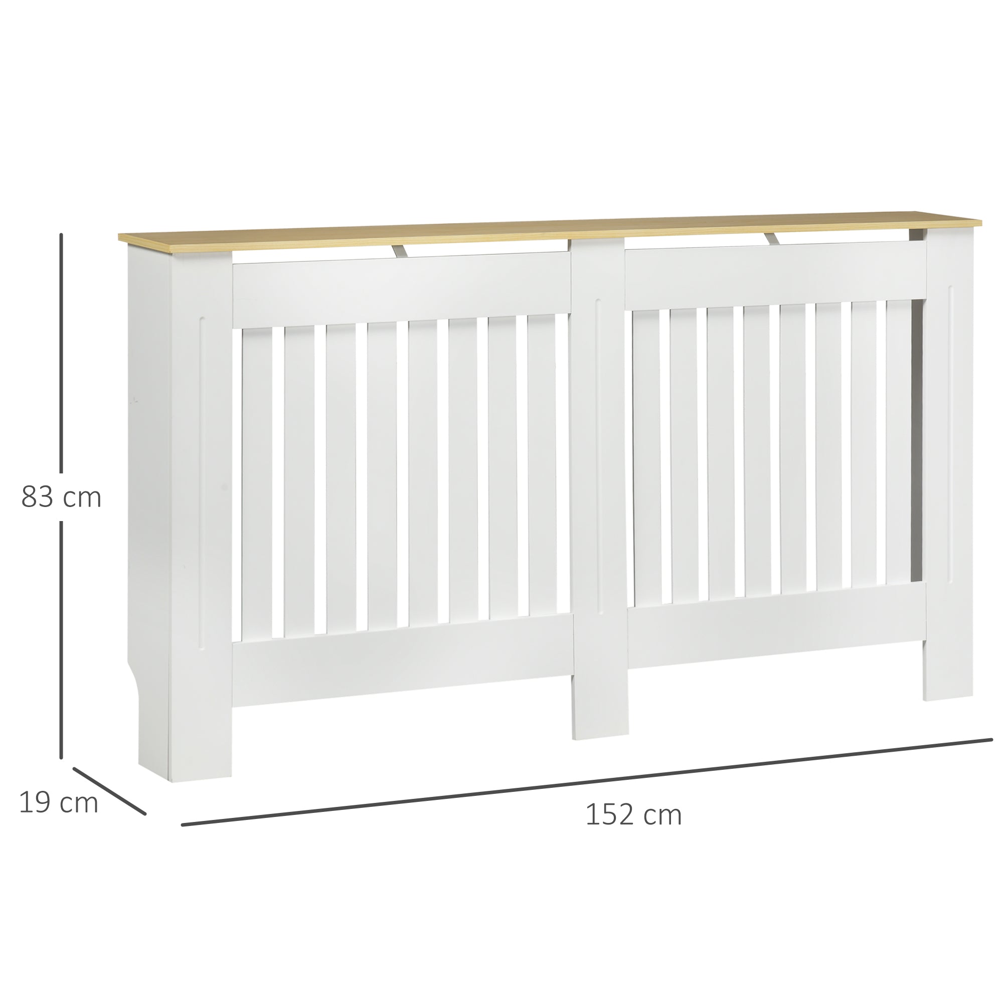 Radiator Cover 152x19x83 cm MDF Radiator Cabinet with Anti-Tip Device Modern Design for Living Room Bedroom White