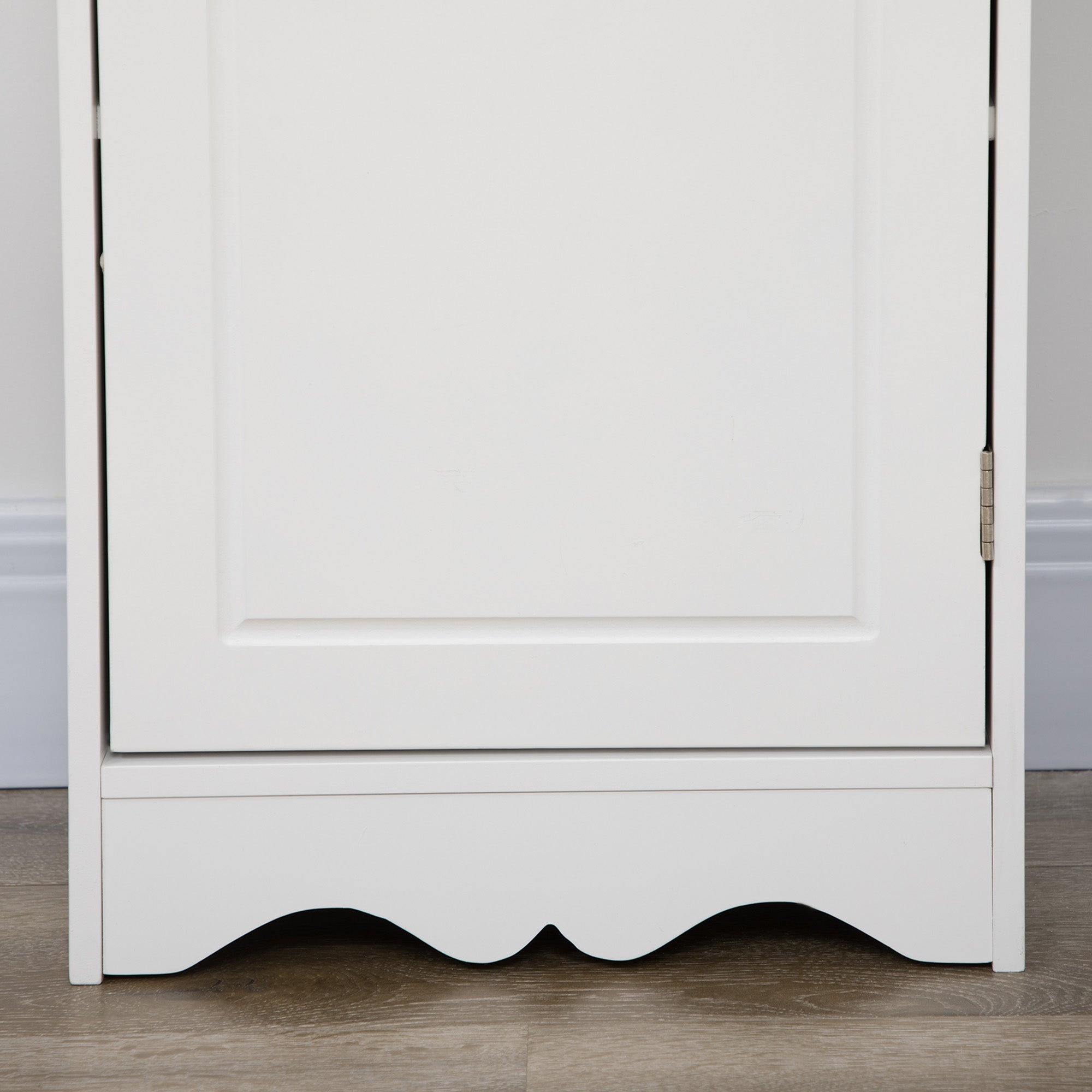 Bathroom Tower Cabinet 3 Adjustable Shelves on 3 Levels and 1 Large Lower Cabinet Knobs on Door MDF White 40x23x160cm