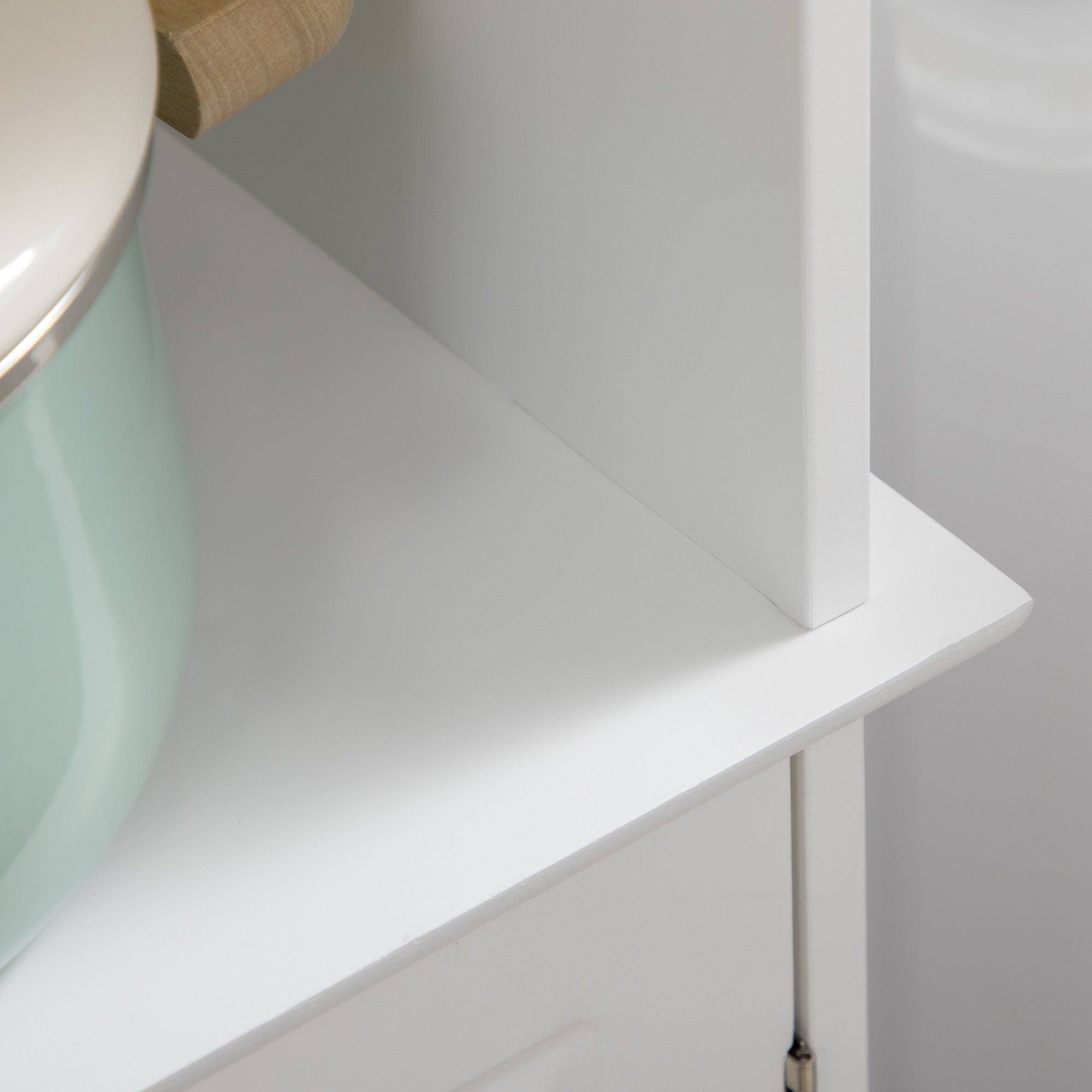 Bathroom Tower Cabinet 3 Adjustable Shelves on 3 Levels and 1 Large Lower Cabinet Knobs on Door MDF White 40x23x160cm