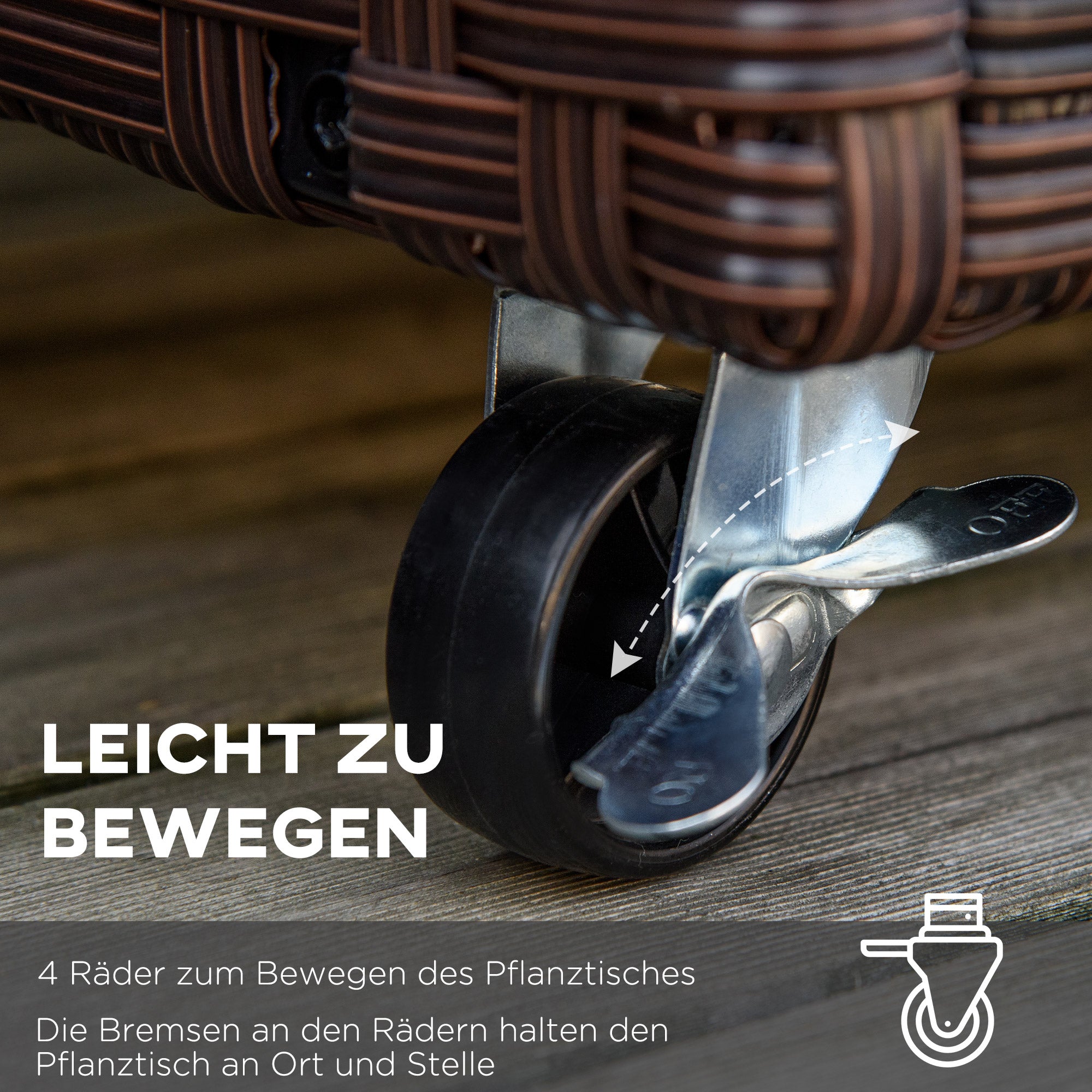 Raised Bed Poly Rattan with Wheels Planter Box with Drainage Holes Flower Pot Coffee-Brown 94.5 x 31 x 36 cm