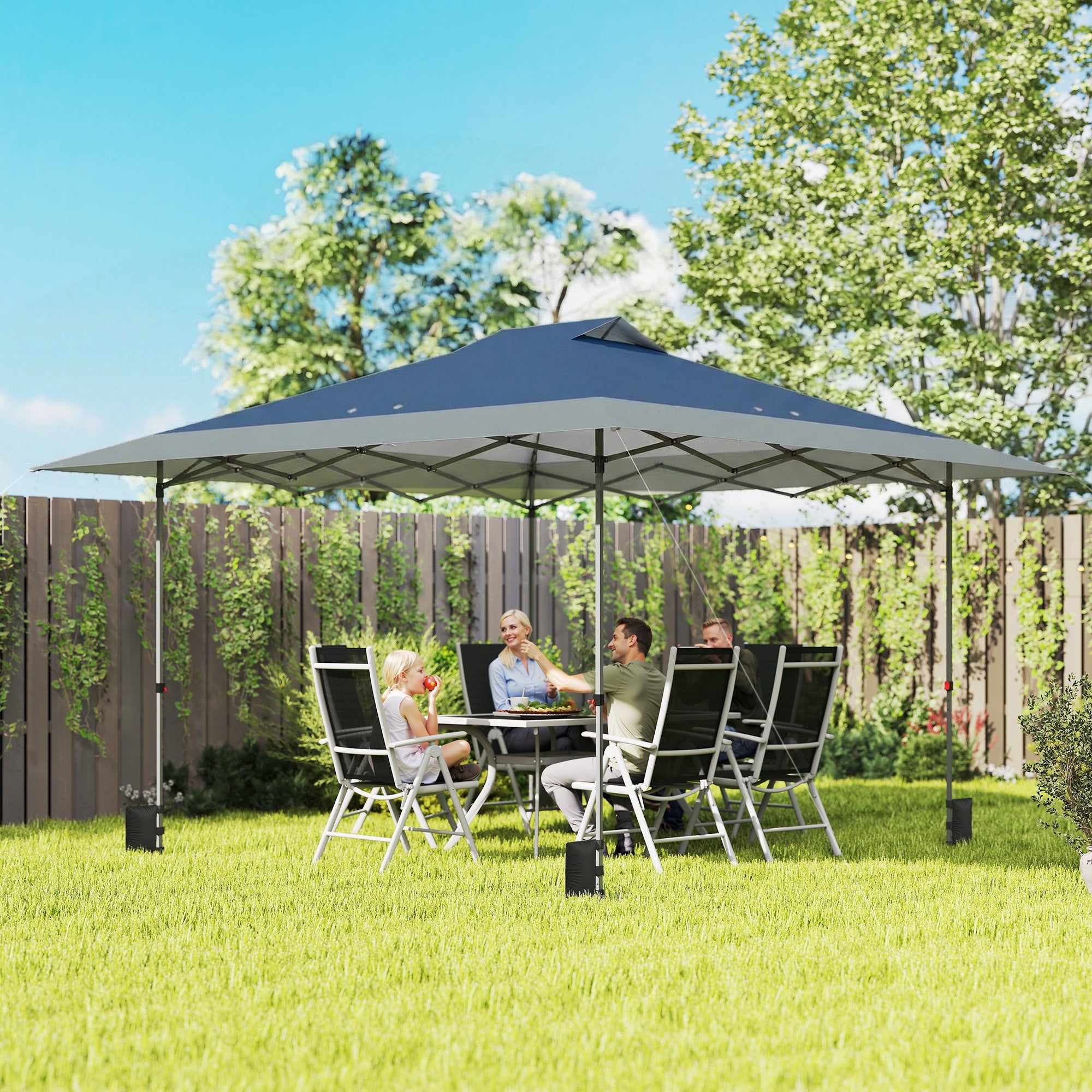 approx. 13'x13' Waterproof Cold-Resistant Pop-Up Folding Gazebo with One-Step Lock, UPF50+, Adjustable Height, Folding Party Tent for Garden with Carry Bag
