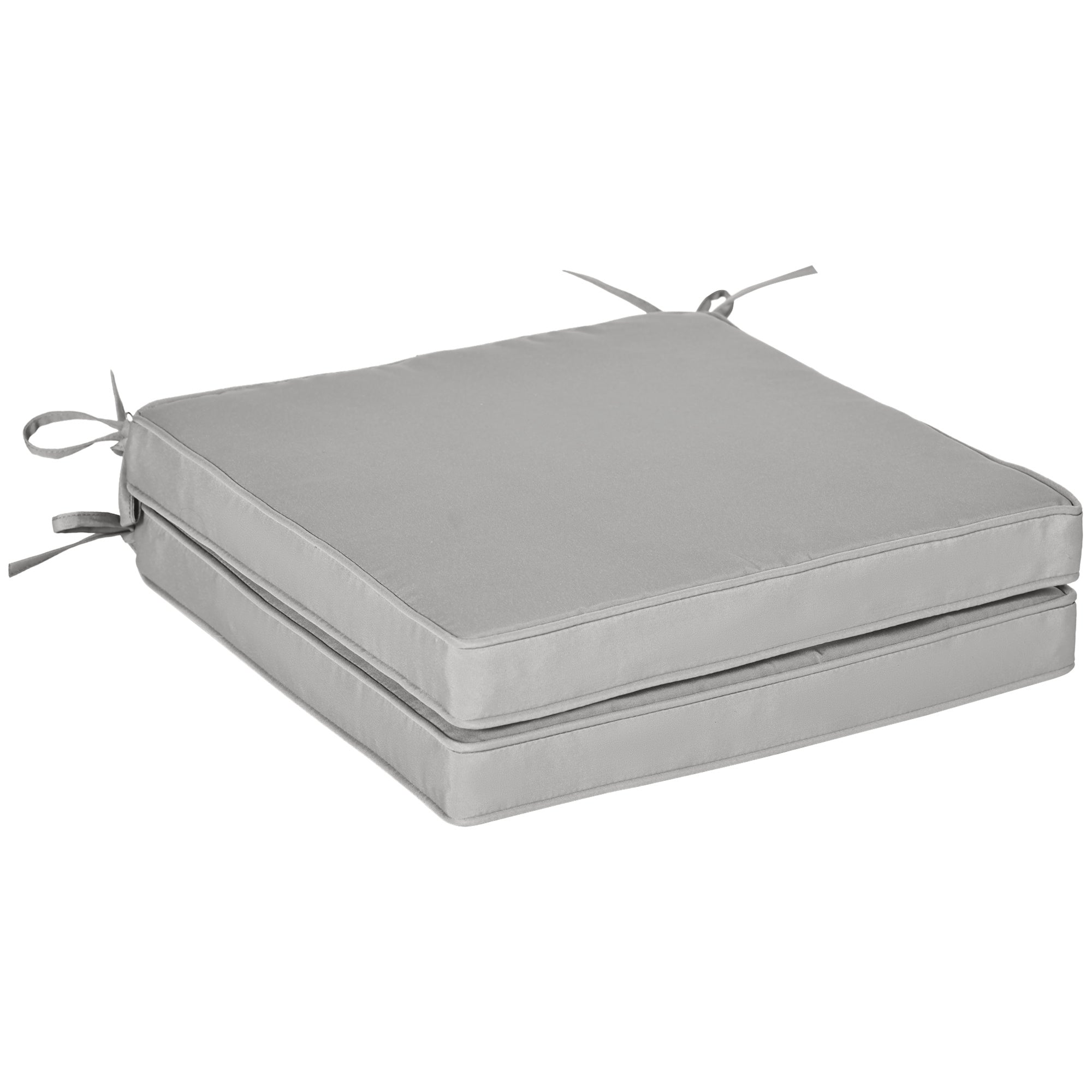 Set of 2 Garden Chair Cushions Seat Cushions Removable Upholstery 5 cm Polyester Fabric dim. 45L x 45W cm Light Grey