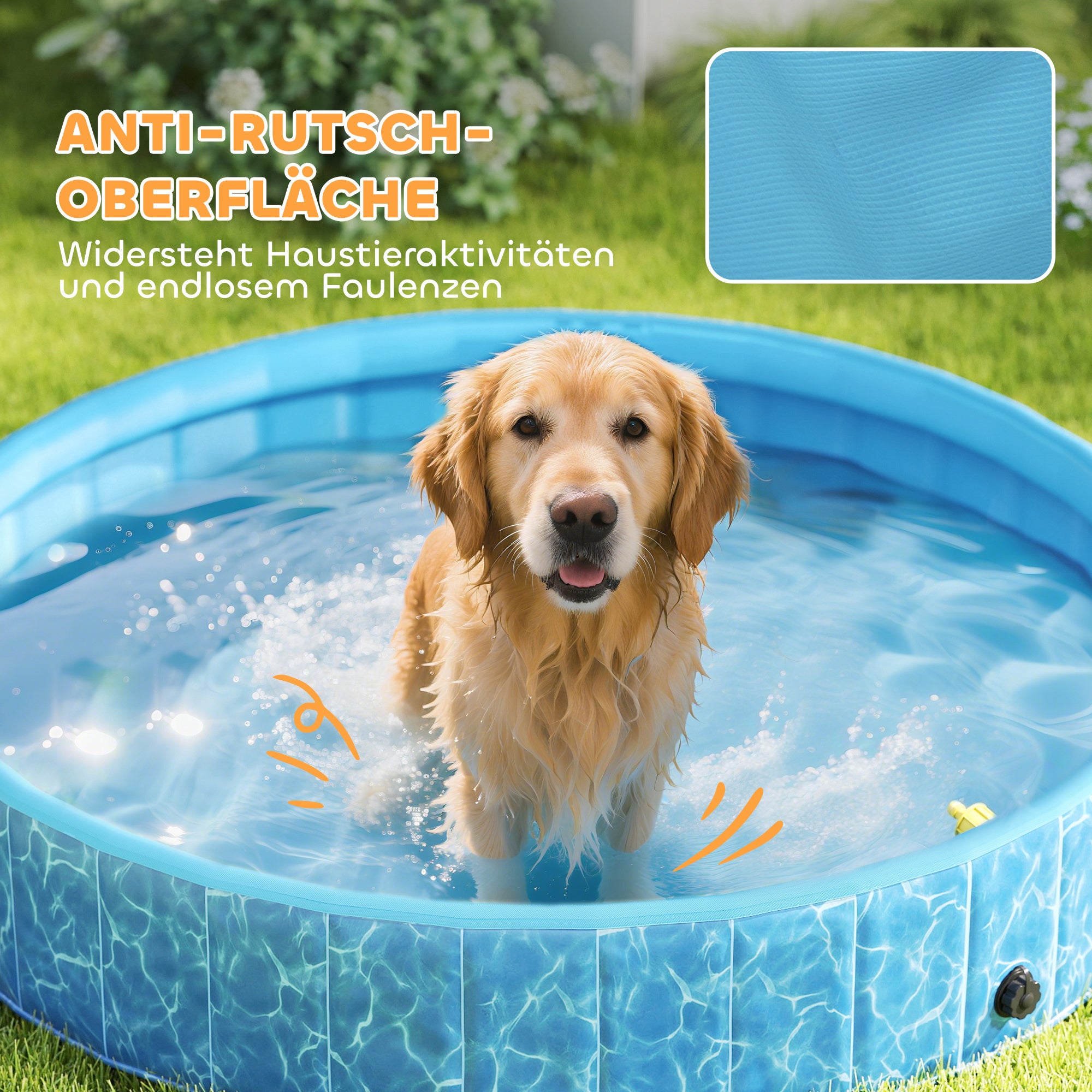 Foldable Dog Pool with Fountain and Water Cushion Design Ø160 x 30 cm Non-Slip Dog Bathtub Swimming Pool for Dogs and Cats
