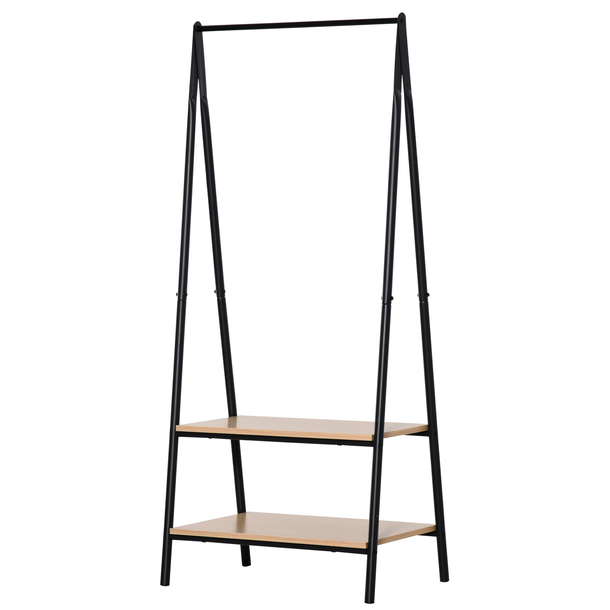 Coat Rack Garment Rack Clothes Rail with Shoe Shelf Laundry Rack Metal + Wood Black + Natural 64 x 42.5 x 149 cm