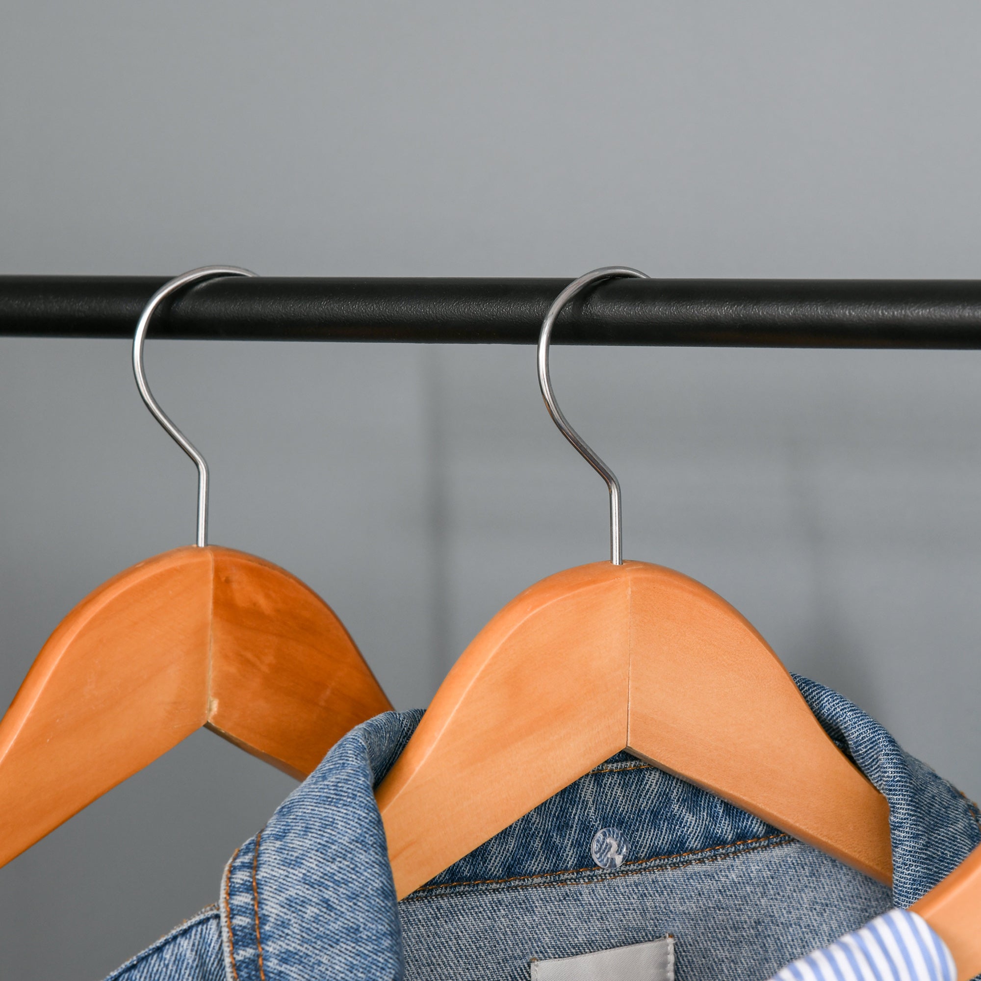 Coat Rack Garment Rack Clothes Rail with Shoe Shelf Laundry Rack Metal + Wood Black + Natural 64 x 42.5 x 149 cm