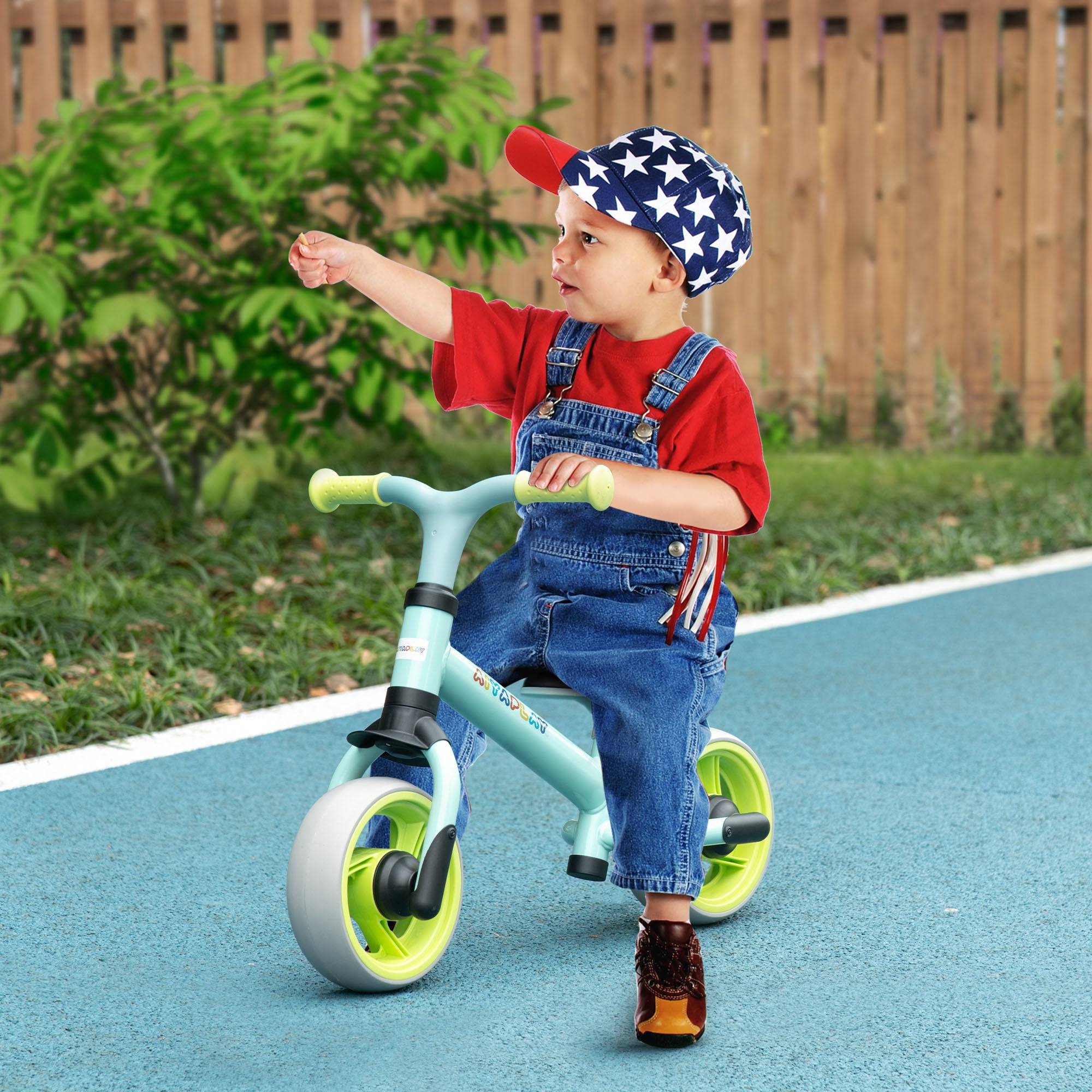 Balance Bike for Children 18-48 Months Adjustable Height Seat Load 25 kg 66.5x34x47 cm Green and Turquoise