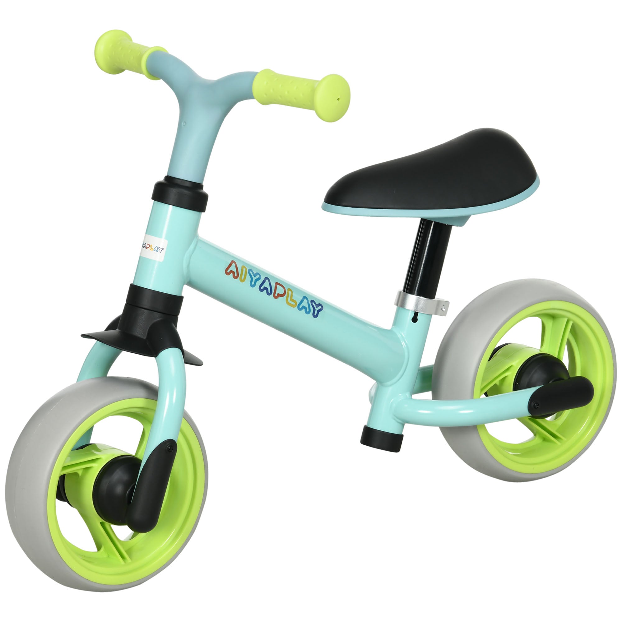 Balance Bike for Children 18-48 Months Adjustable Height Seat Load 25 kg 66.5x34x47 cm Green and Turquoise