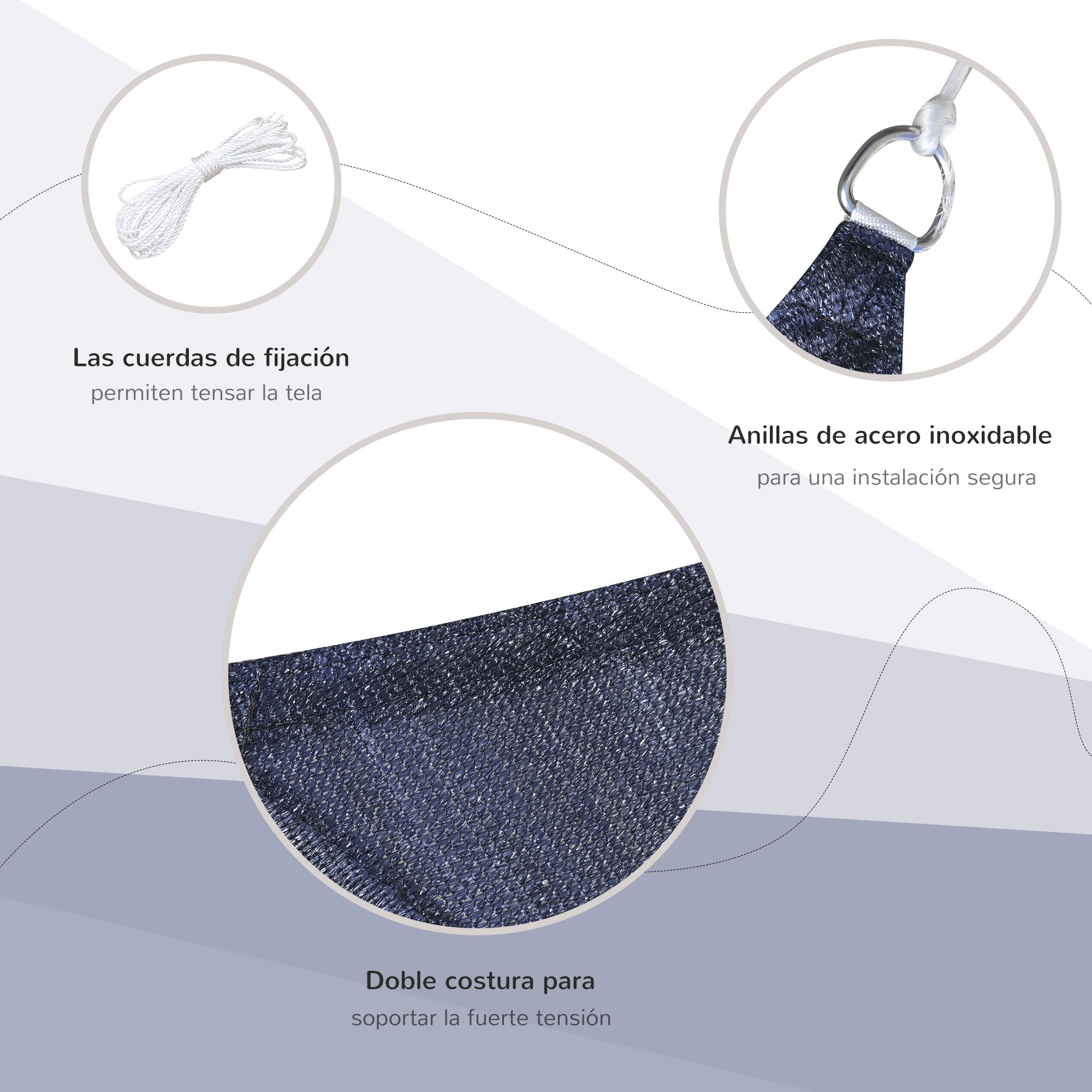 Rectangular Shade Sail 4x6 m Patio Shade with Anti-UV Stainless Steel Ring and Nylon Ropes for Garden Patio Blue