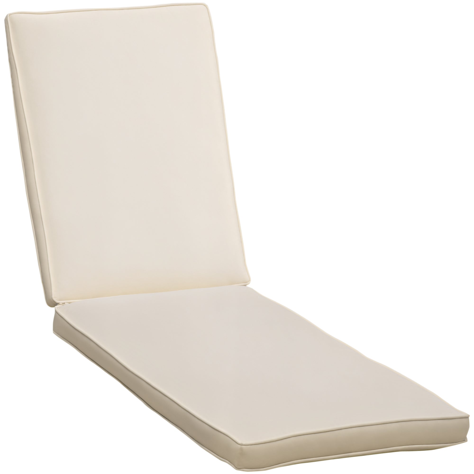 Sun Lounger Cushion with Removable Polyester Cover, 188x53x8cm, Cream White