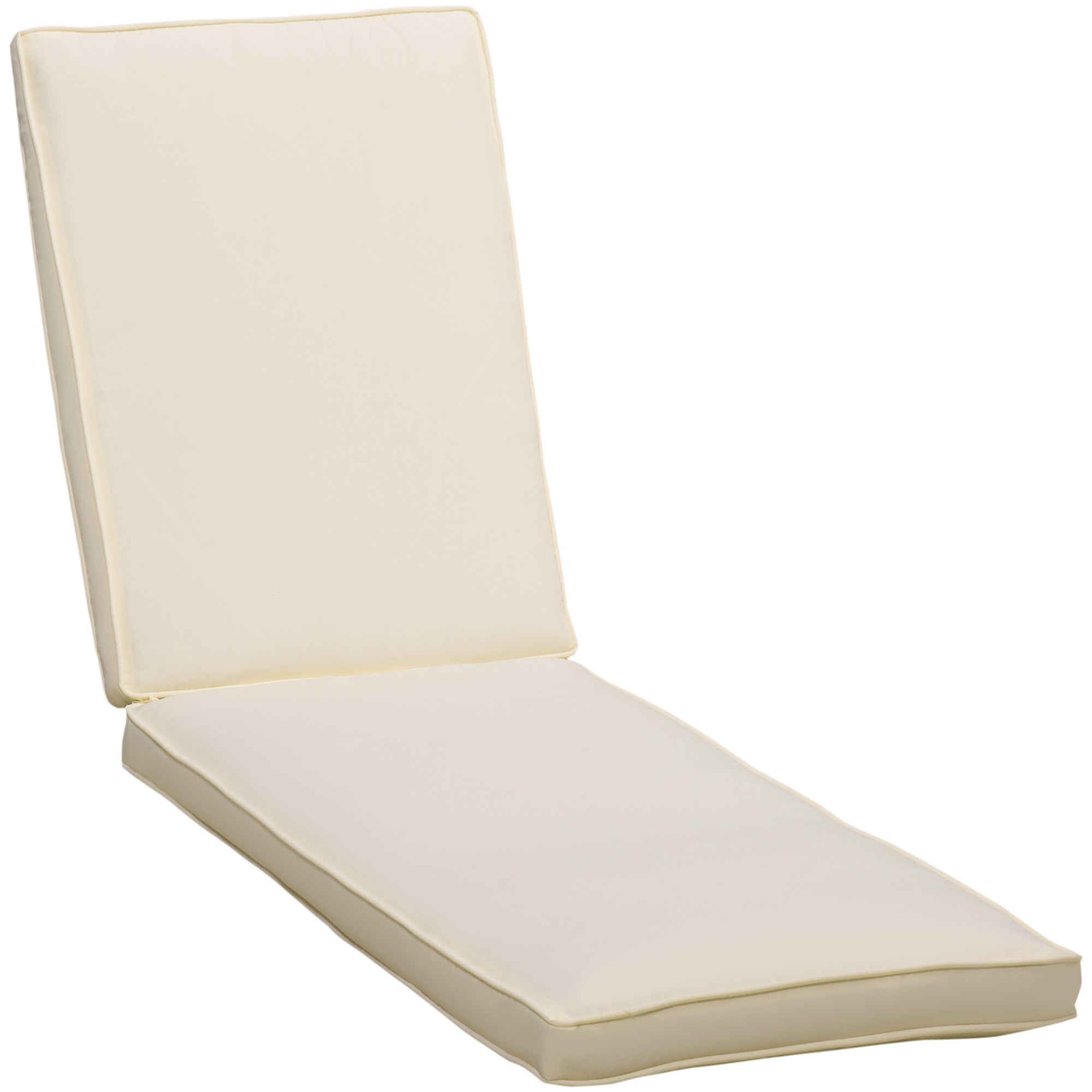 Sun Lounger Cushion with Removable Polyester Cover, 188x53x8cm, Cream White