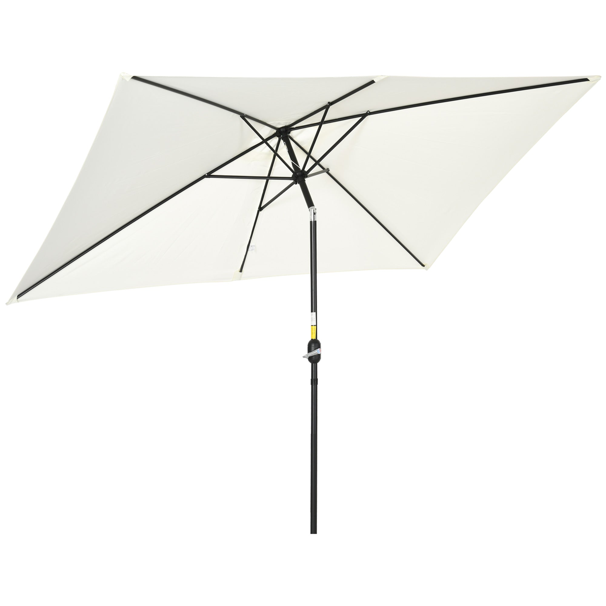 Aluminum Umbrella 200x300x253 cm Rectangular Garden Parasol with Crank and Removable Anti-UV Post for Terrace Pool Patio Outdoor Cream