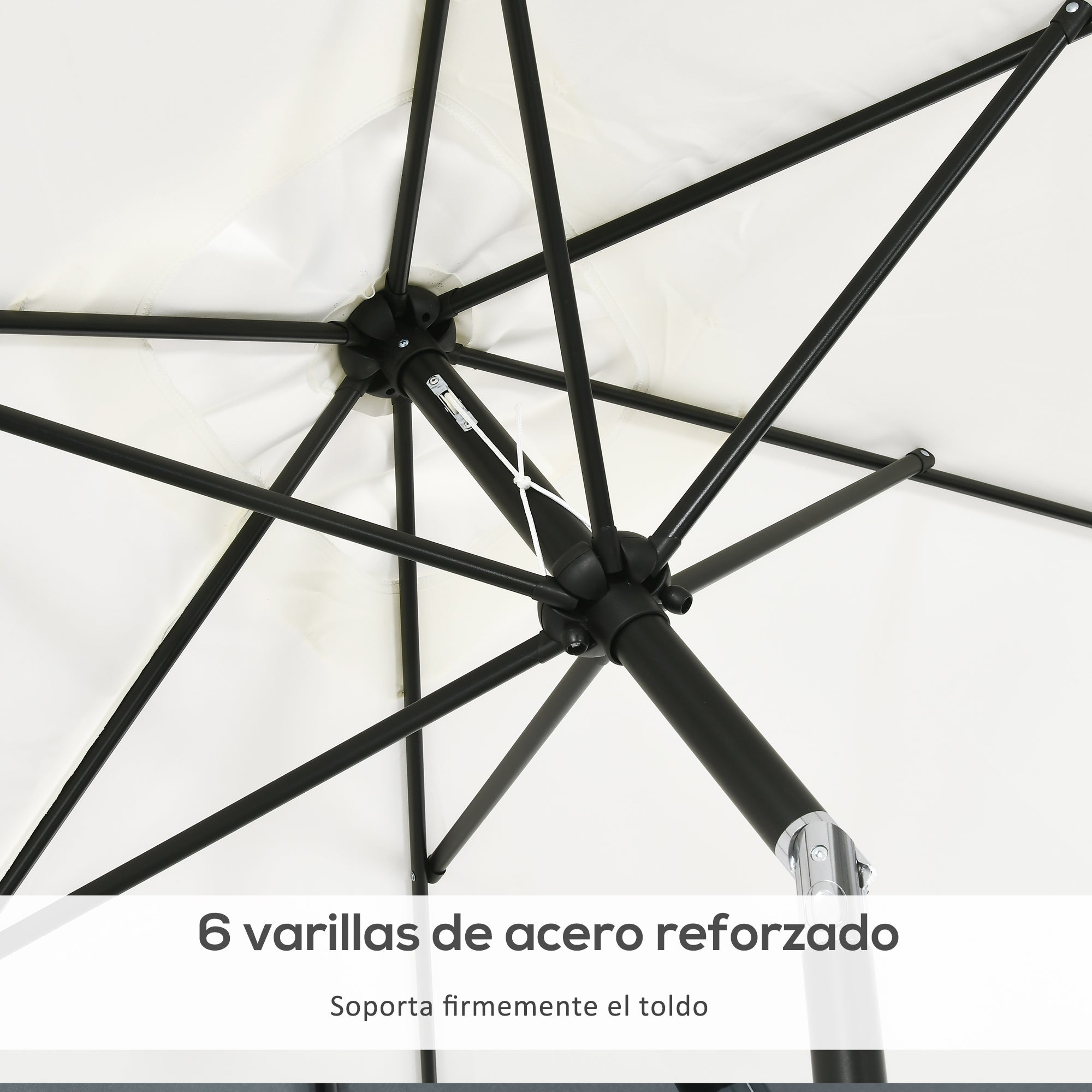 Aluminum Umbrella 200x300x253 cm Rectangular Garden Parasol with Crank and Removable Anti-UV Post for Terrace Pool Patio Outdoor Cream