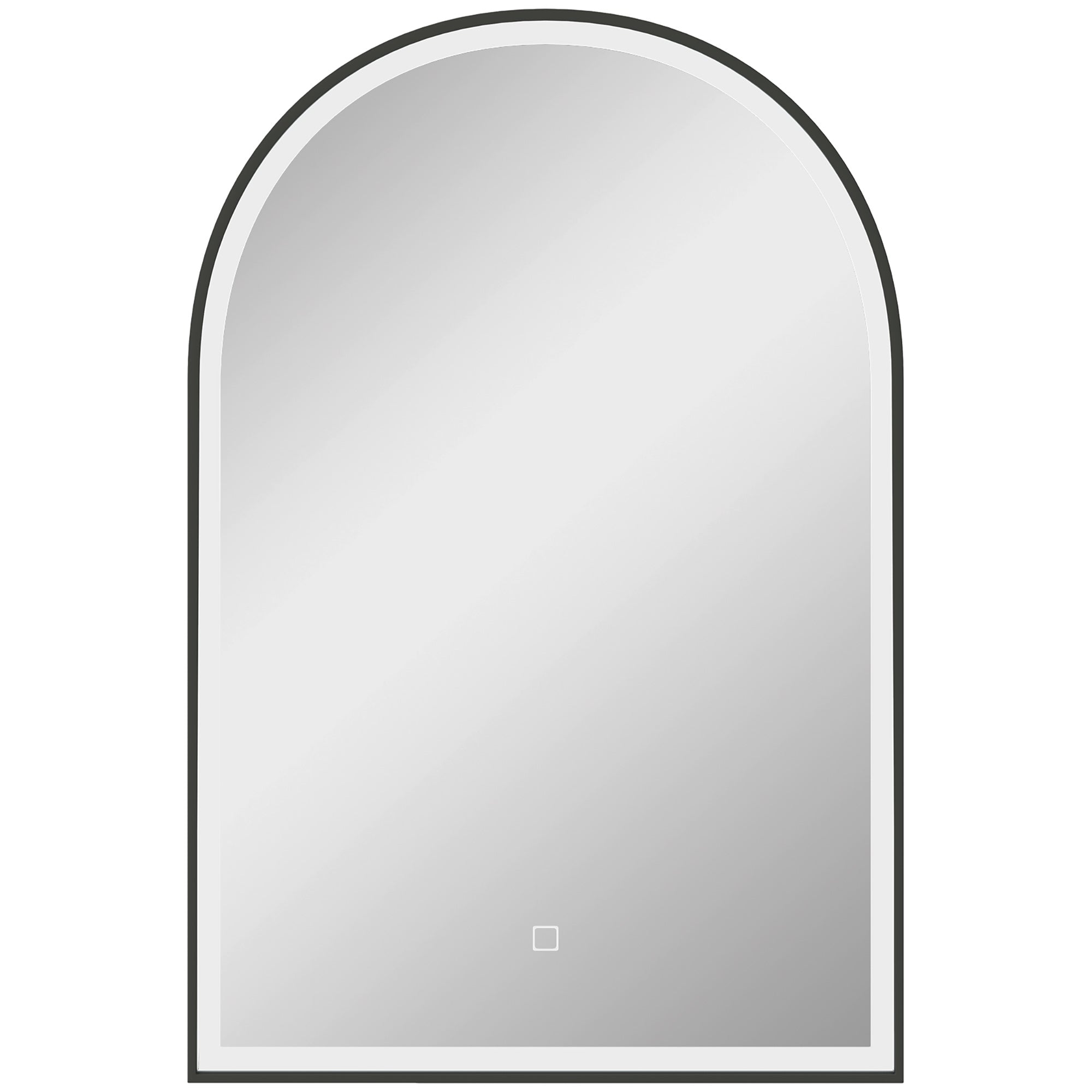 Bathroom Mirror 90 x 60 cm, arched wall mirror, bathroom mirror with LED lighting, adjustable 3 colors light, anti-fog, memory, touch switch, aluminum frame - black