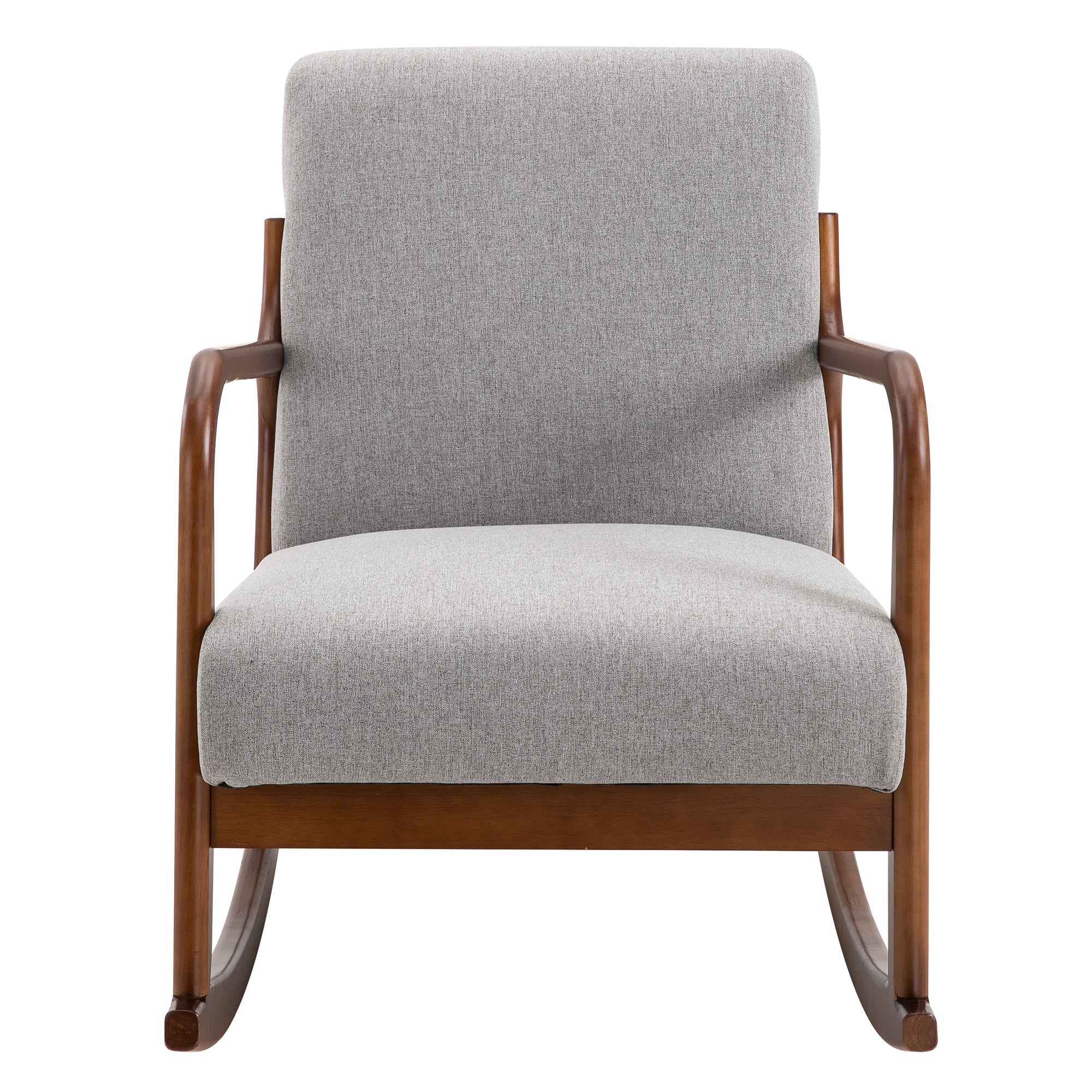 Upholstered Rocking Chair, Vintage Design in Wood and Gray Polyester, for Indoor, Office, Living Room, 64x86x80cm