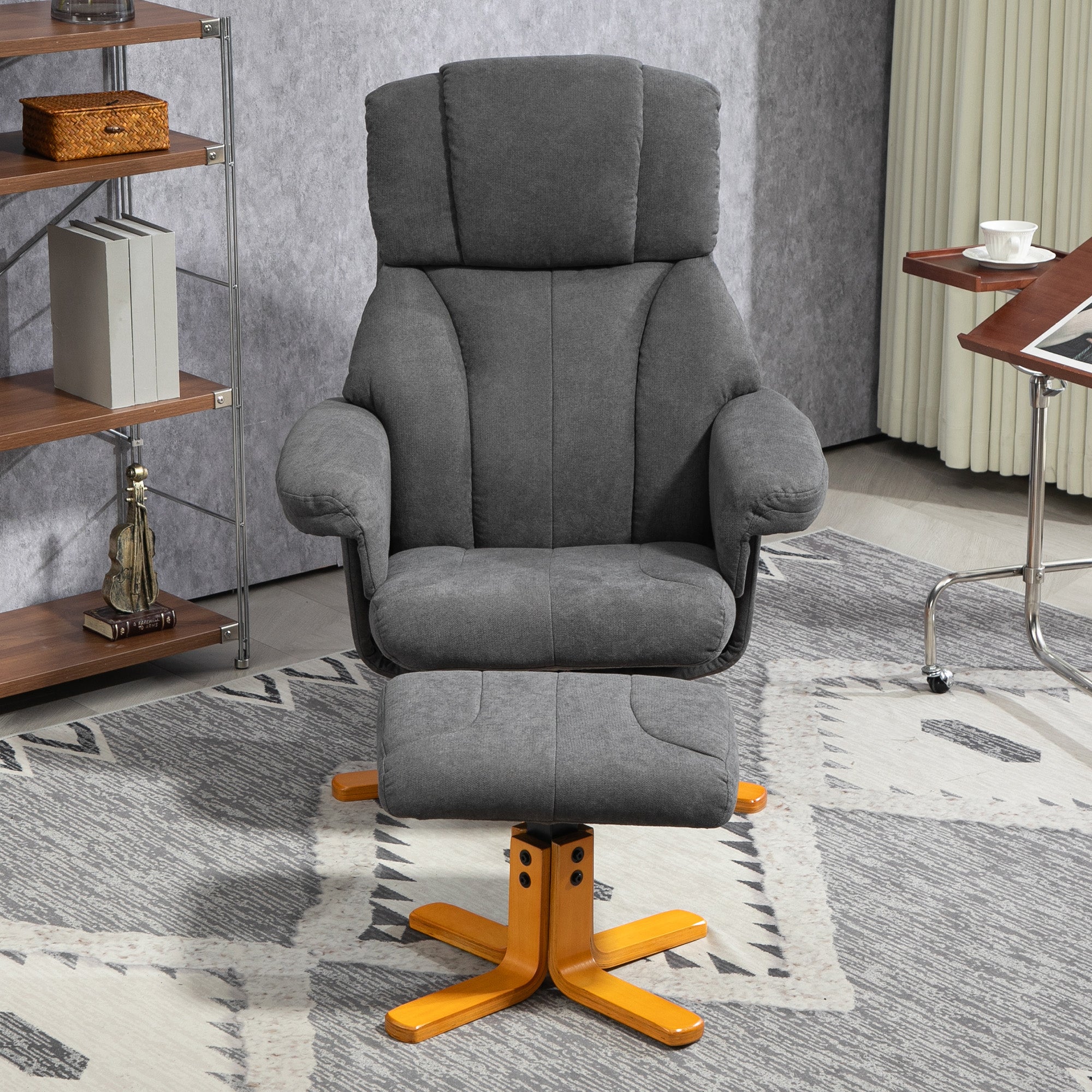 Recliner Chair with Reclining Function, Reclining Chair with Footstool, TV Armchair up to 150 kg capacity, for Living Room, Bedroom, 79 x 80 x 104cm, Dark Gray