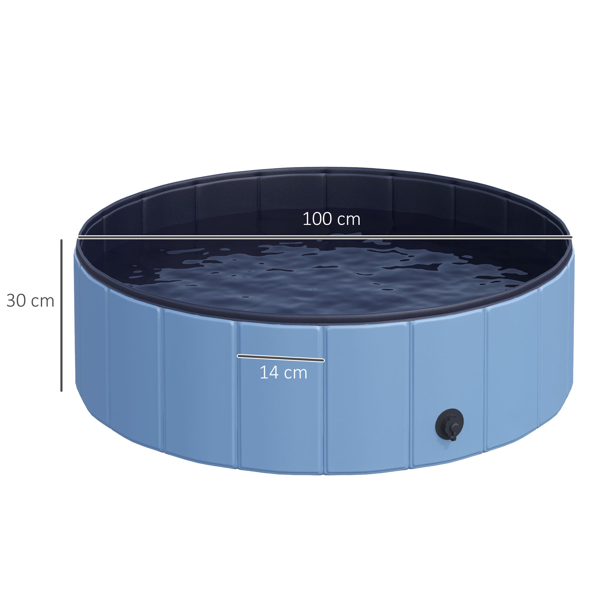 Foldable Dog Bath Tub Dog Pool Splash Pool Swimming Pool Water Basin for Dogs and Cats Plastic+Wood Blue Ø100 x H30 cm