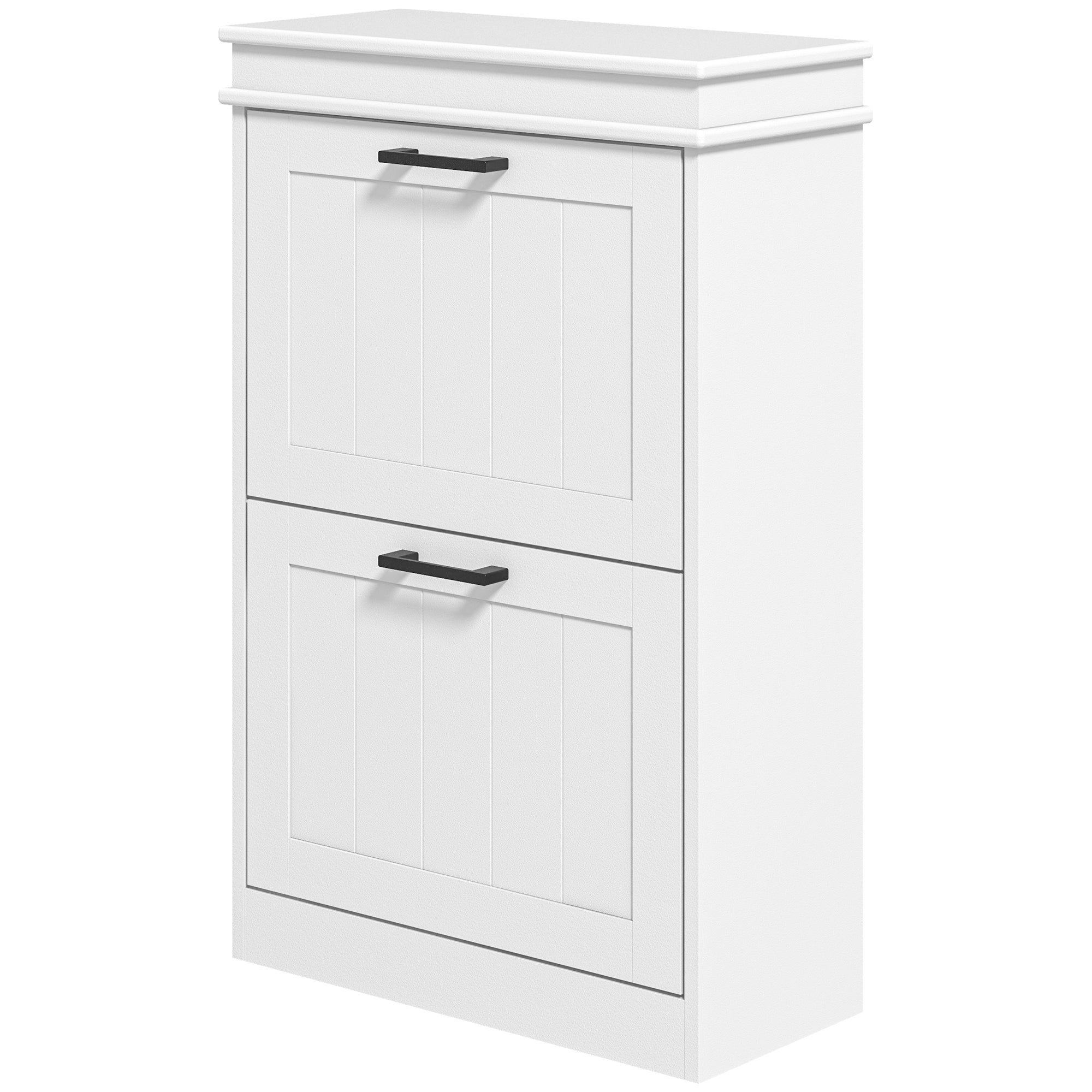 Shoe Cabinet, Shoe Rack, 2 Flip Doors, Adjustable Shelves, for Entrance, Hallway, 54 x 24 x 82.5 cm, White