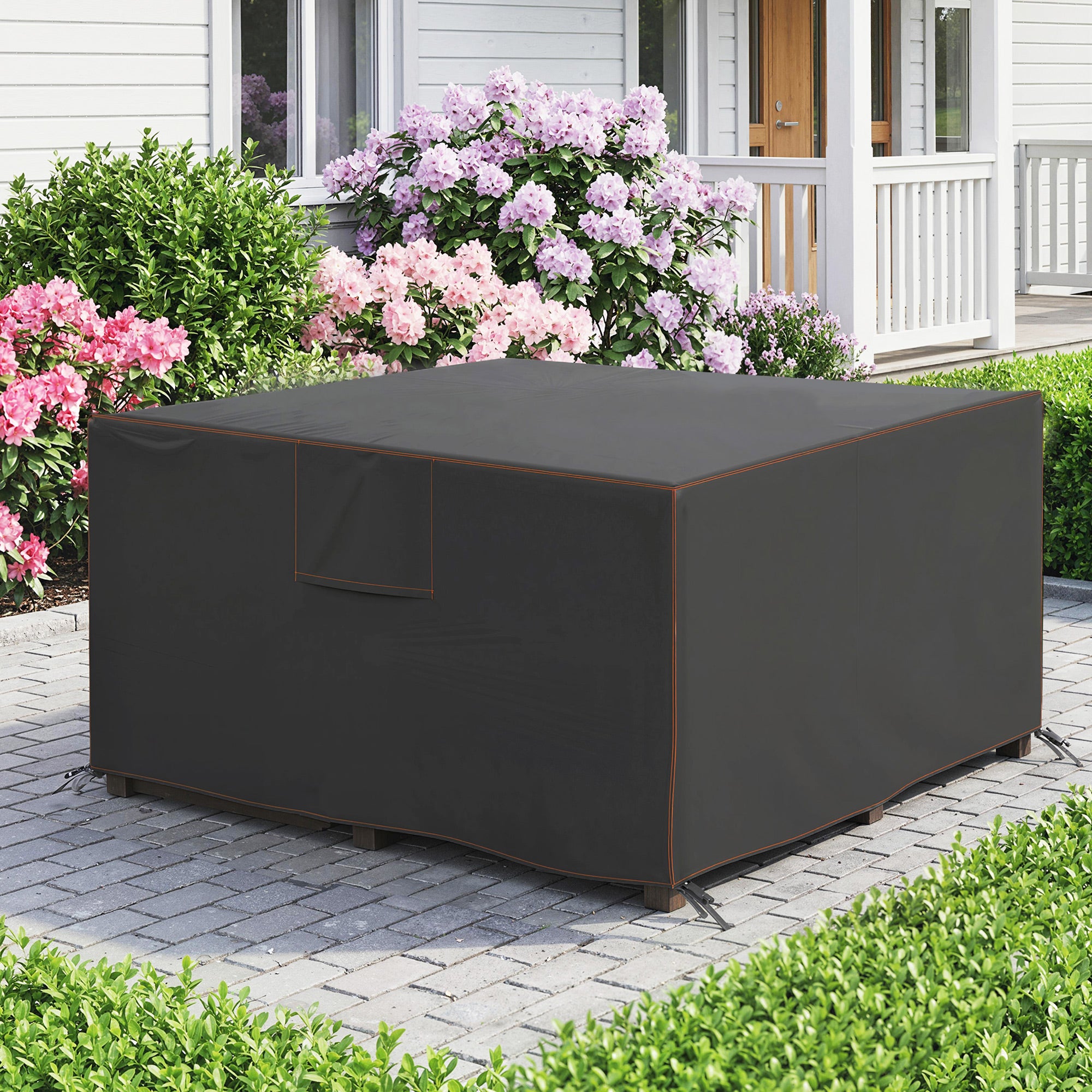 Patio Furniture Cover — Winterproof, Waterproof, Anti-UV, 420D Oxford, Windproof, Square 125 x 125 x 74 cm (Black)