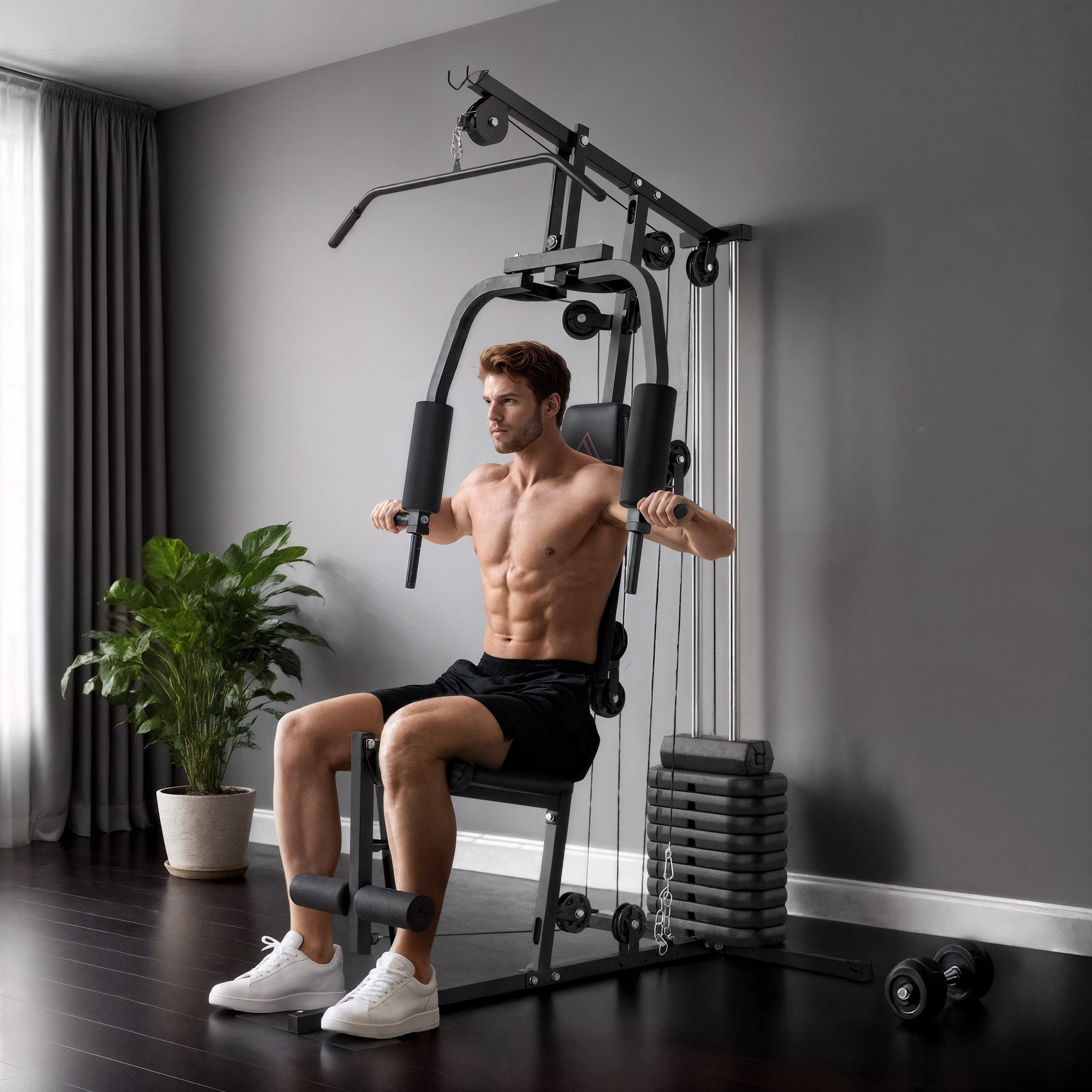 Fitness Power Station Strength Training Machine with 9 weight blocks of 5 kg each, total 45 kg, for a complete workout - 200 x 135 x 103 cm