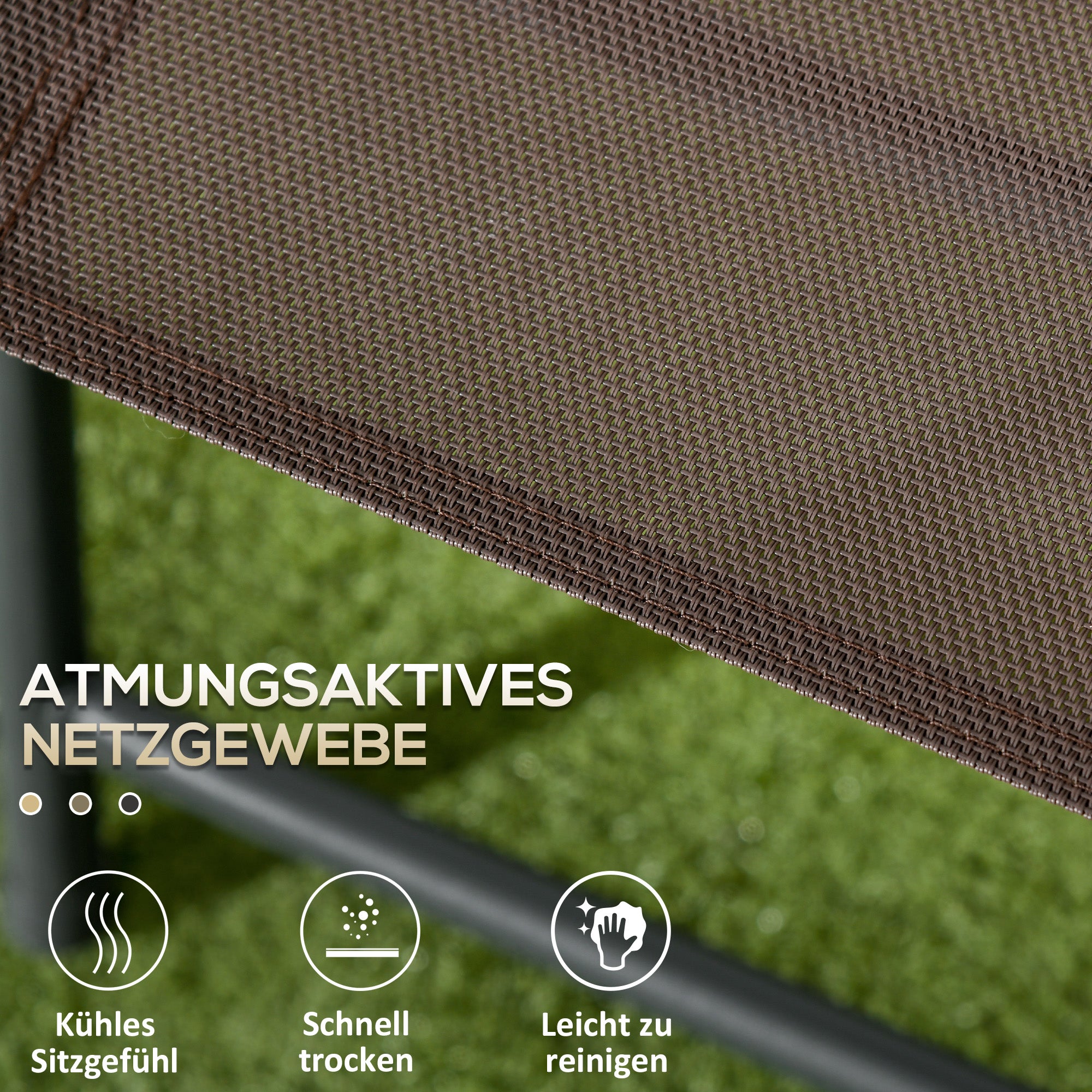 3-Piece Metal Bistro Set Weatherproof Garden Furniture Set with Folding Glass Table Garden Chairs Outdoor Balcony Furniture Set Seating Group Balcony Set Garden Furniture Brown