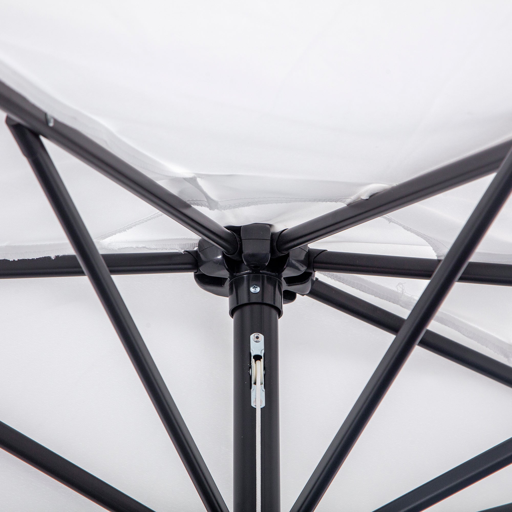 Half Parasol Ø 2.6 m, balcony parasol 5 steel ribs polyester cream