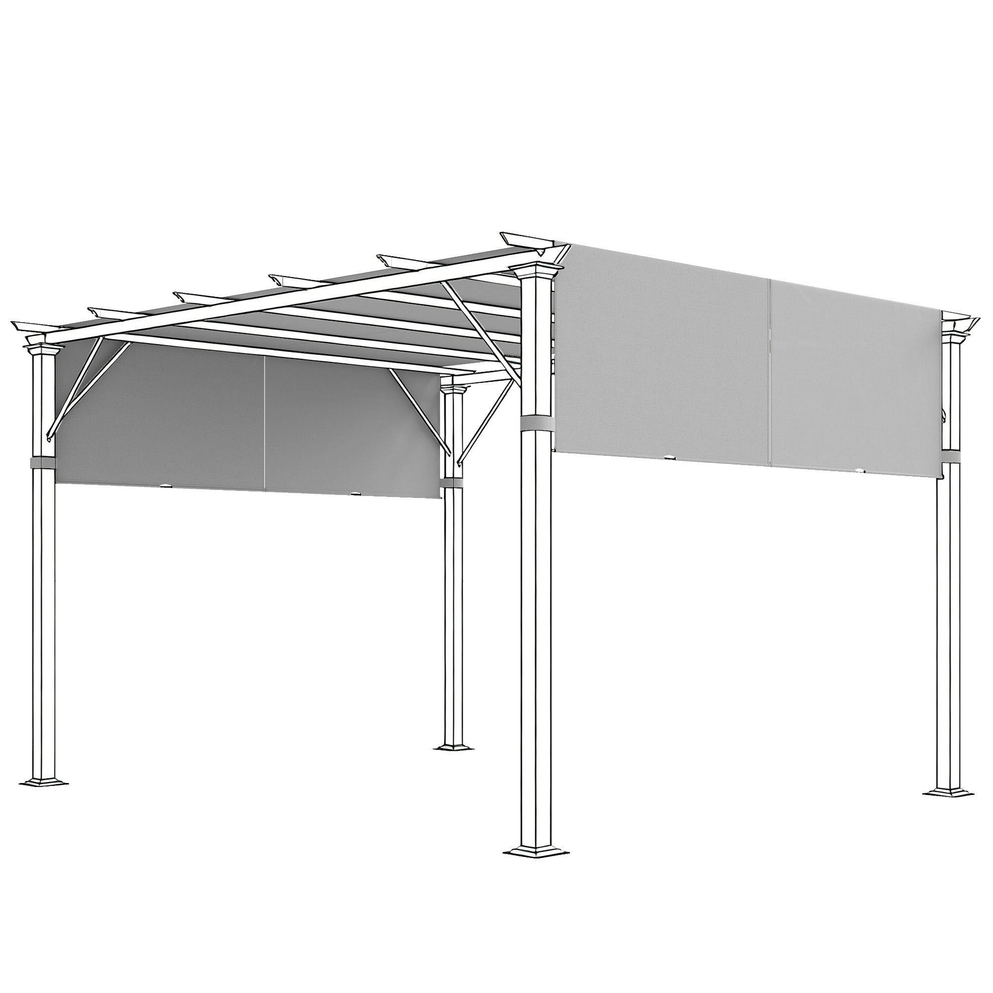 Replacement Pergola Canopy 16 x 4 ft (488 x 122 cm) with UV Protection – Sun Sail for Patio Roof, Replacement Cover for 10 x 10 ft Pavilion, Light Gray