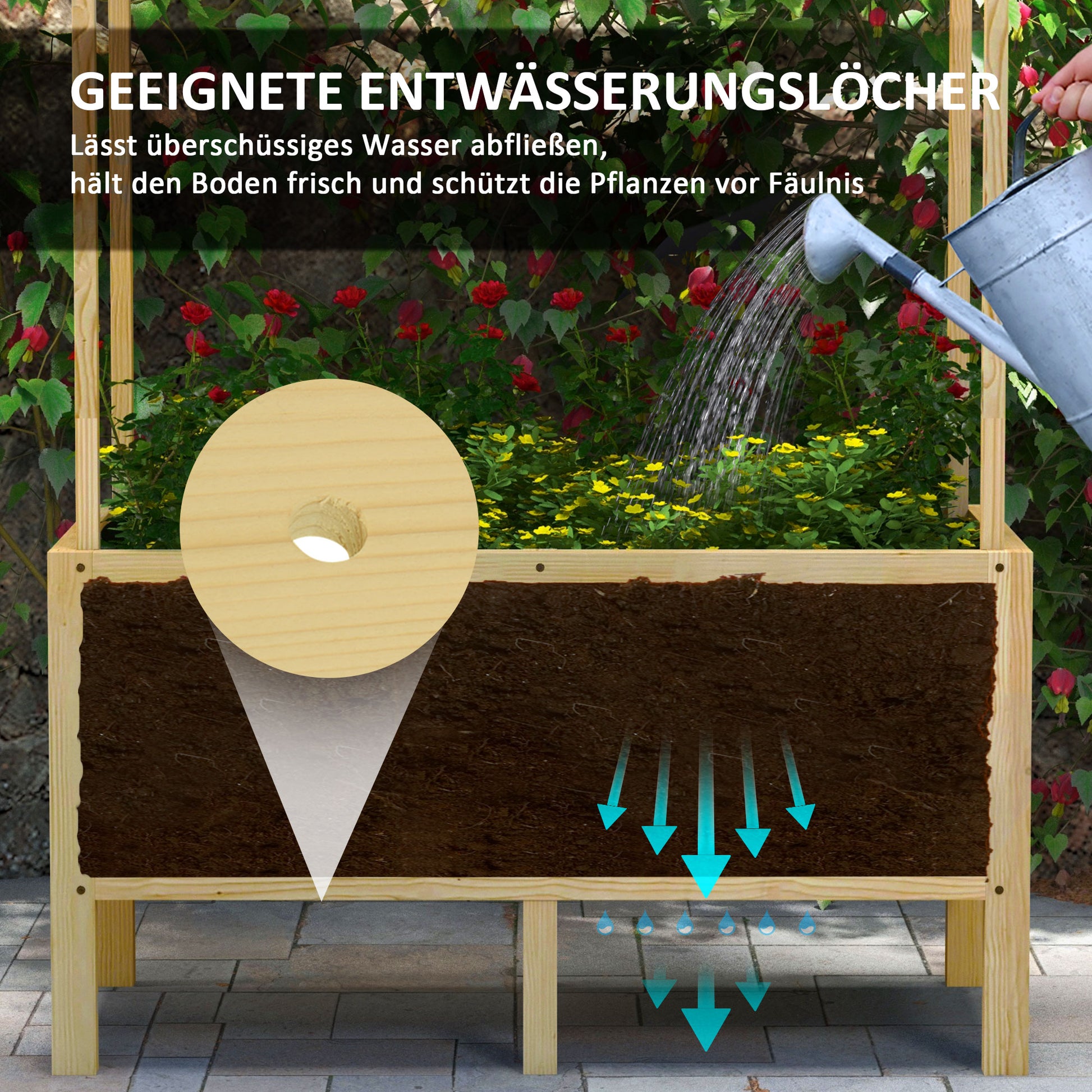 Wooden Raised Bed, Cold Frame with Cover, Planter Box with Fleece, Flower Box Herb Bed for Garden, Balcony, 110 x 60 x 152 cm, Natural