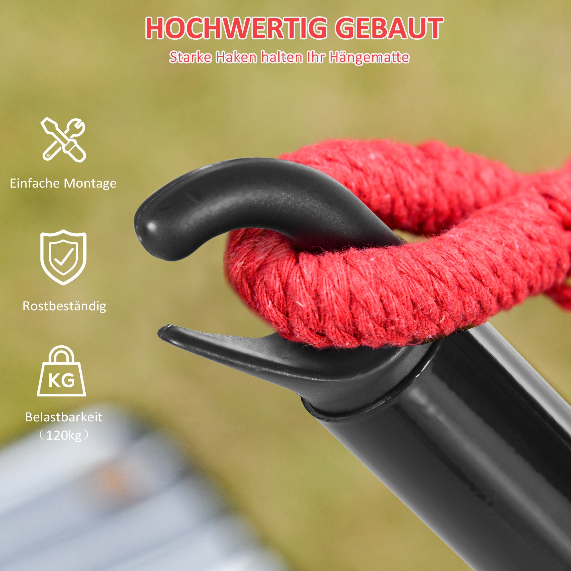 Hammock Stand for Hammock 3m Hammock Stand with Tension Rope Garden Beach Steel Frame Black 300 x 90 x 100 cm