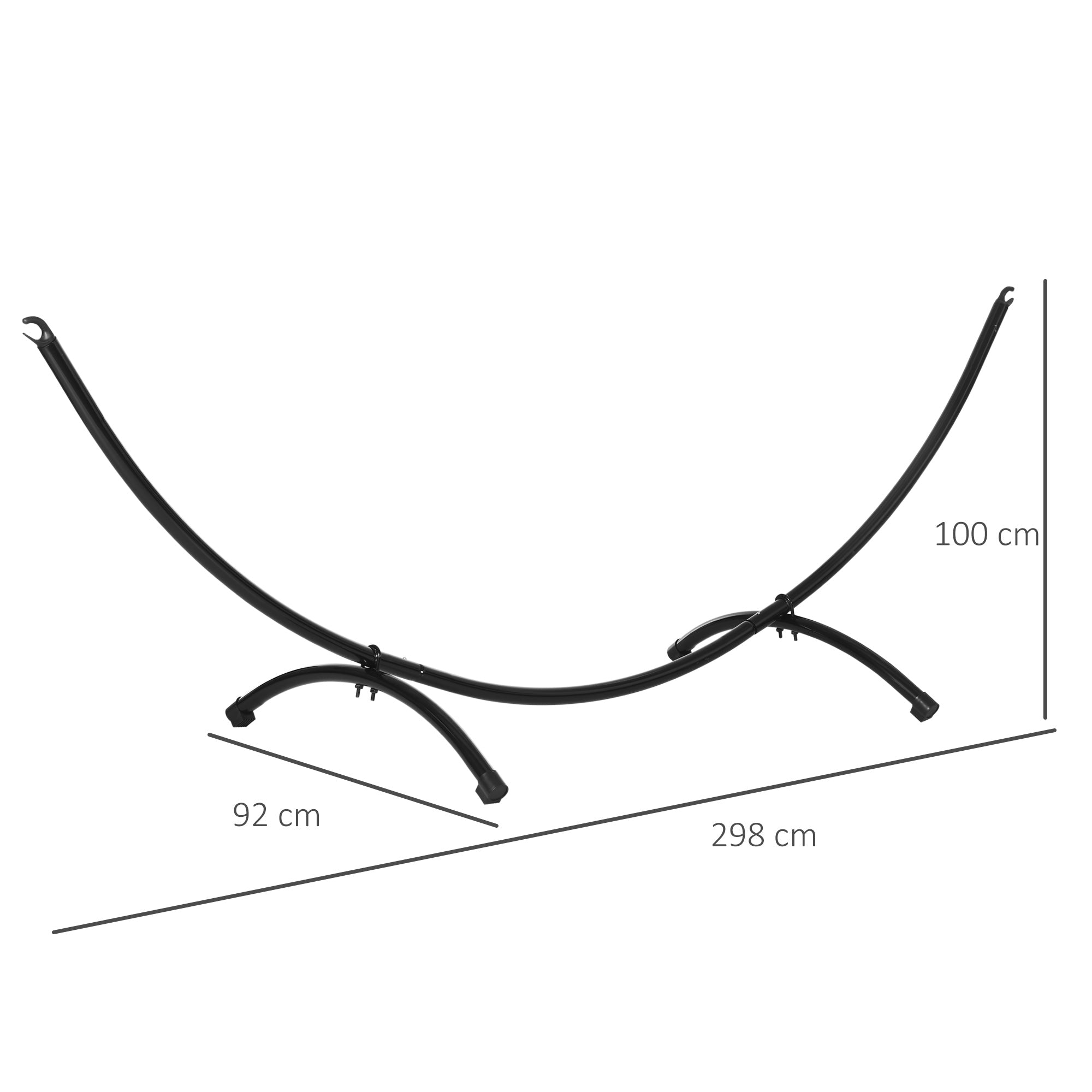 Hammock Stand for Hammock 3m Hammock Stand with Tension Rope Garden Beach Steel Frame Black 300 x 90 x 100 cm