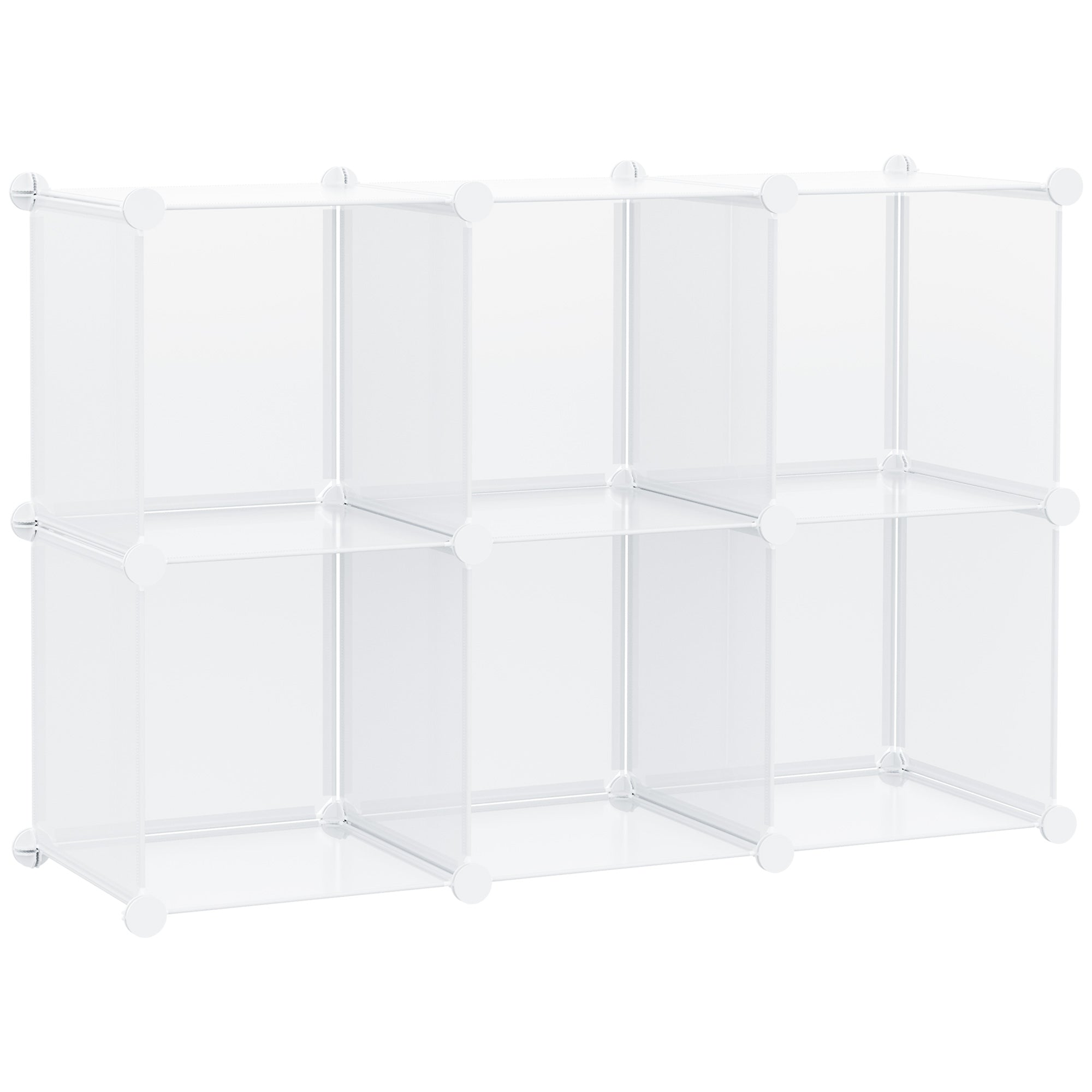 Modular Space-Saving Shoe Cabinet with Stackable Design, 6 Cubes in PP Plastic, 65x32x95cm, Transparent