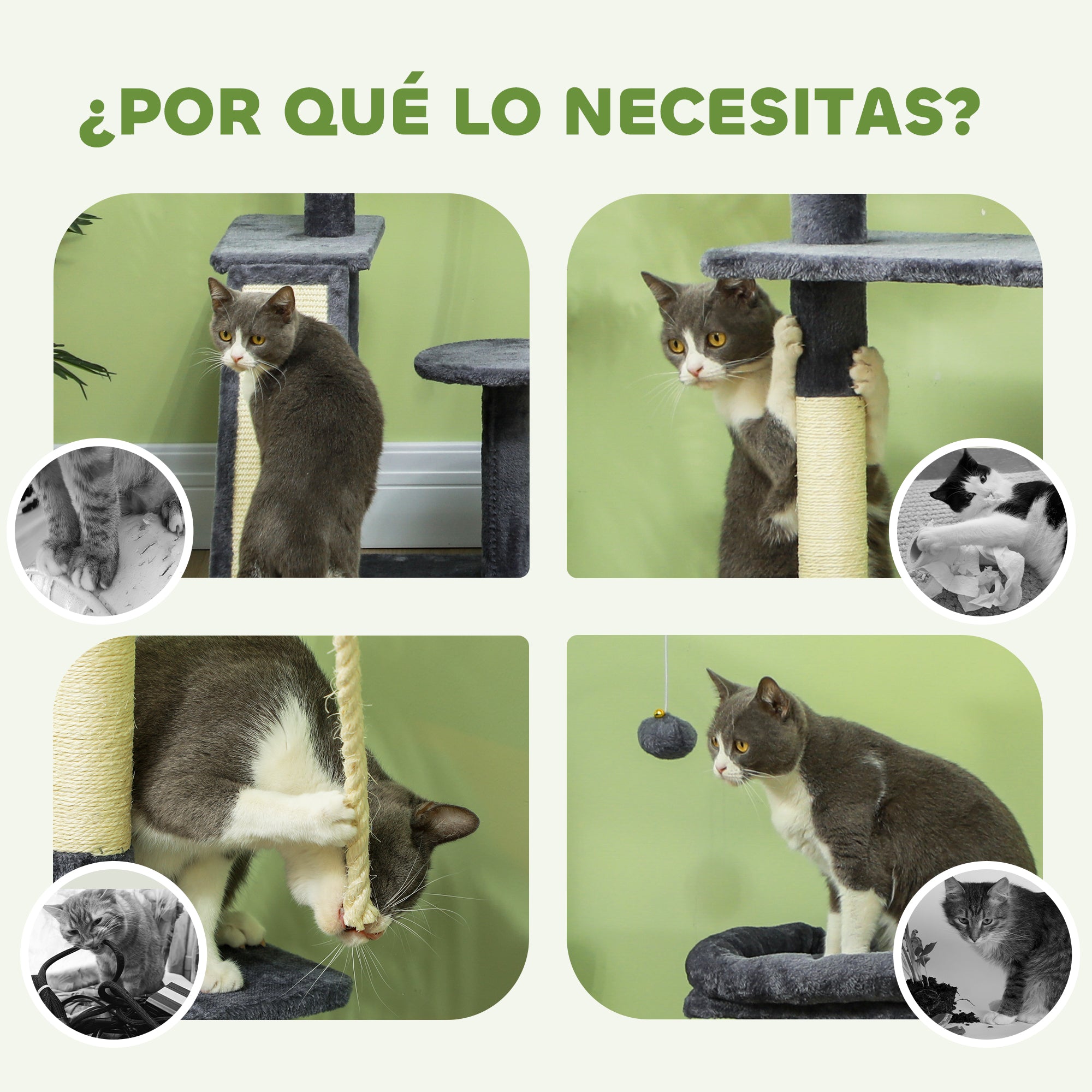 Cat Scratcher Tree 134 cm Cat Tower Scratching Post for Cats with Nests Cave Platforms Toy Balls and Sisal Posts Dark Gray