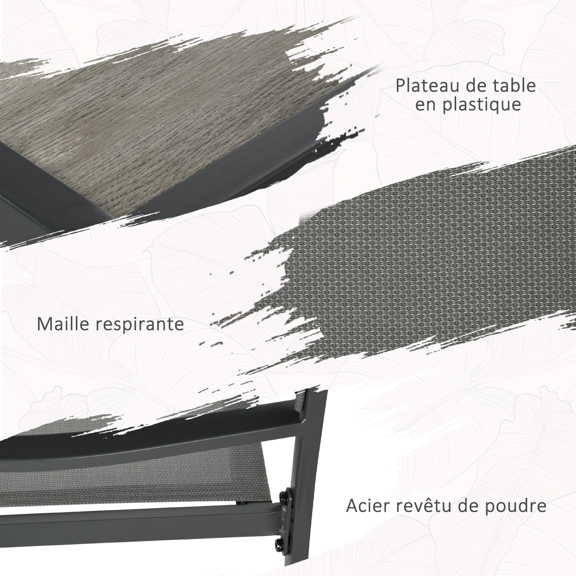 Steel Garden Set 7 Pieces Dining Set with 1 Table and 6 Stackable Metal Epoxy Textilene Dark Gray Chairs