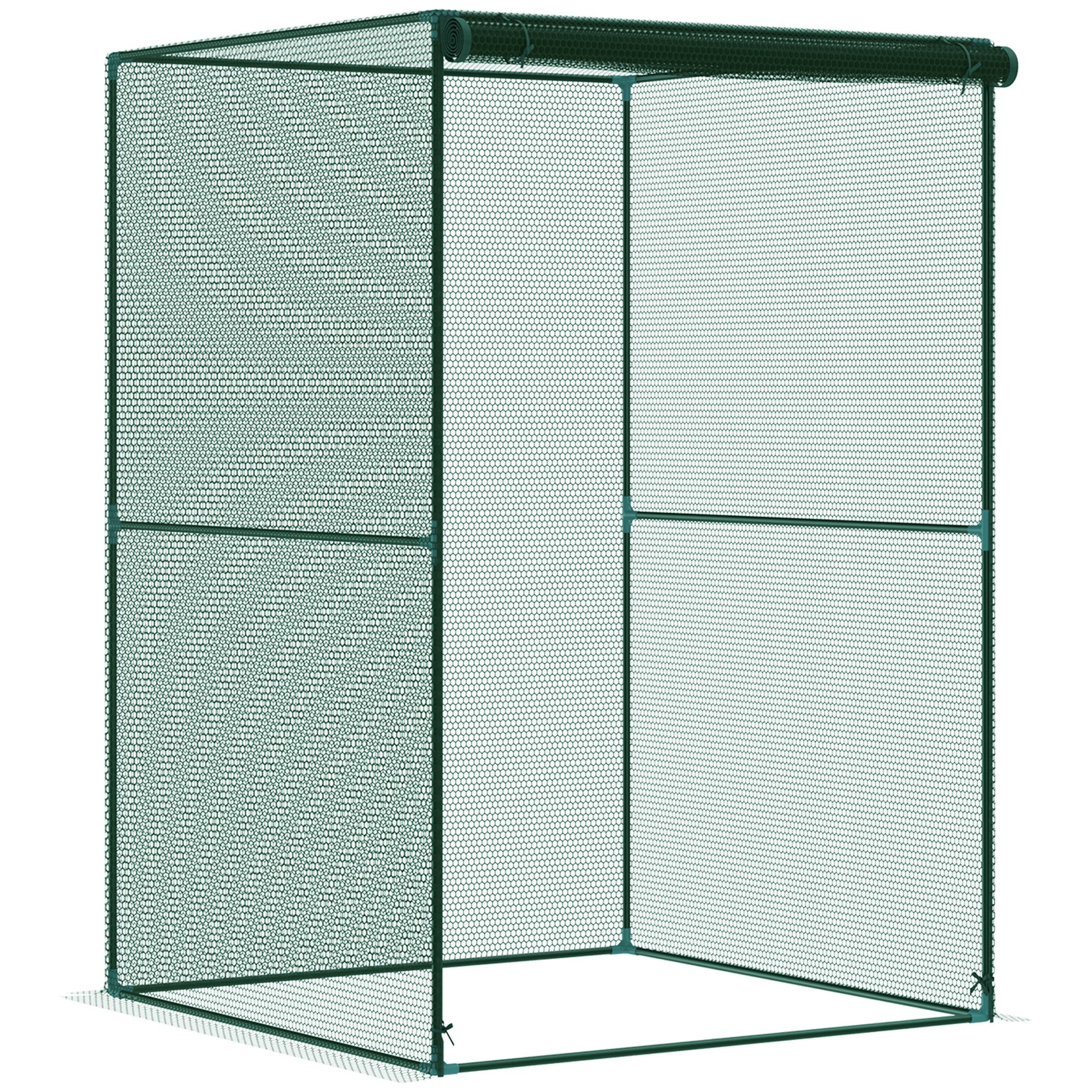 Gardening Cage for Plants and Insects with Roll-Up Door and Steel Frame for Garden, Terrace, Patio 120x120x180 cm Dark Green