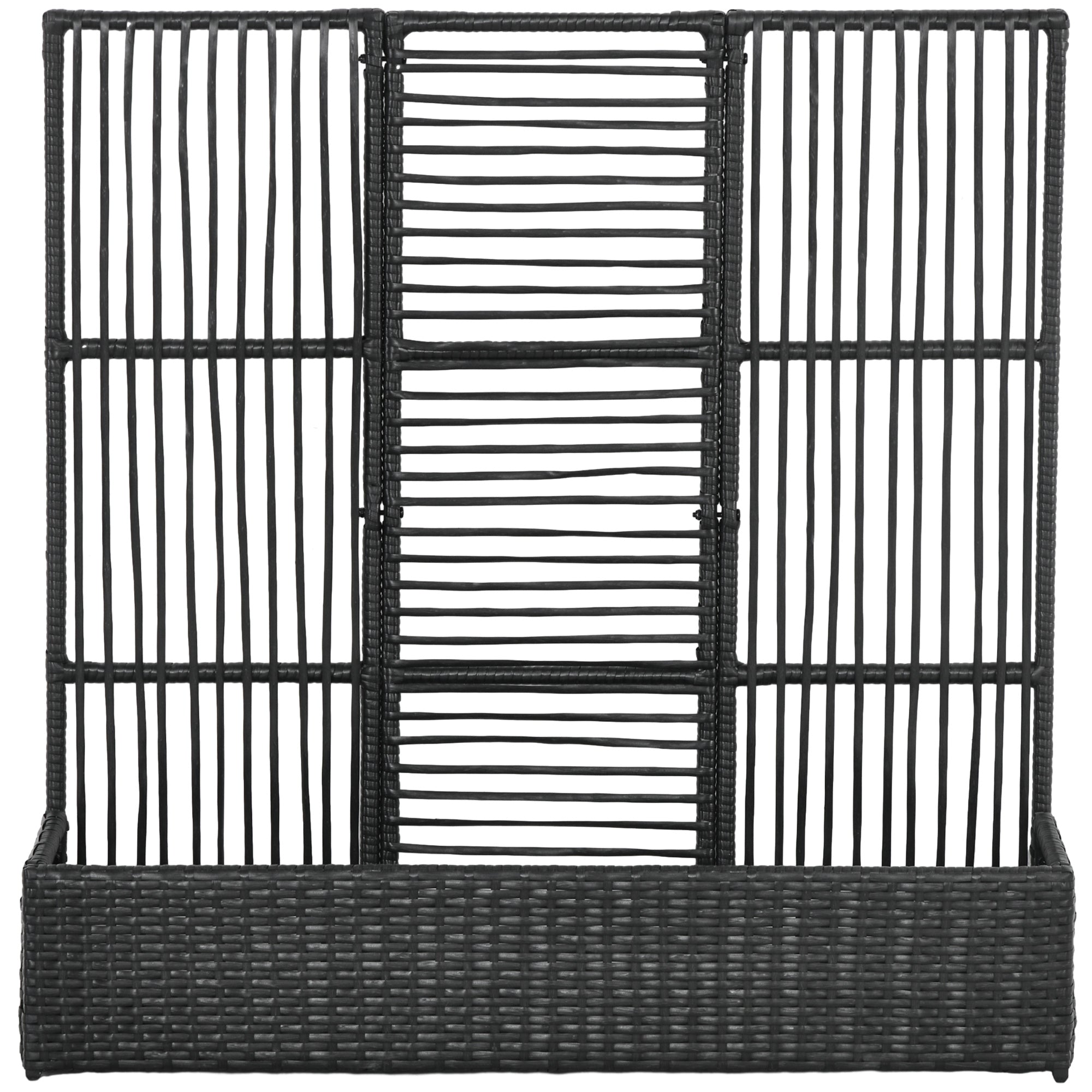 Raised Bed with Trellis in Rattan-Style Planter Box with Trellis for Climbing Plants Flower Box Flower Bed Plant Pot Trellis for Garden, Balcony, 103 x 103 x 29 cm Black