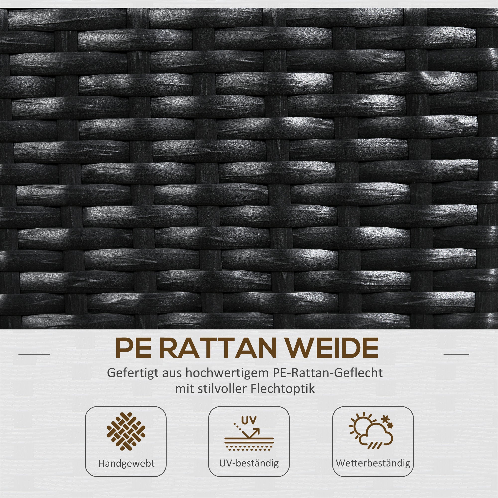 Raised Bed with Trellis in Rattan-Style Planter Box with Trellis for Climbing Plants Flower Box Flower Bed Plant Pot Trellis for Garden, Balcony, 103 x 103 x 29 cm Black