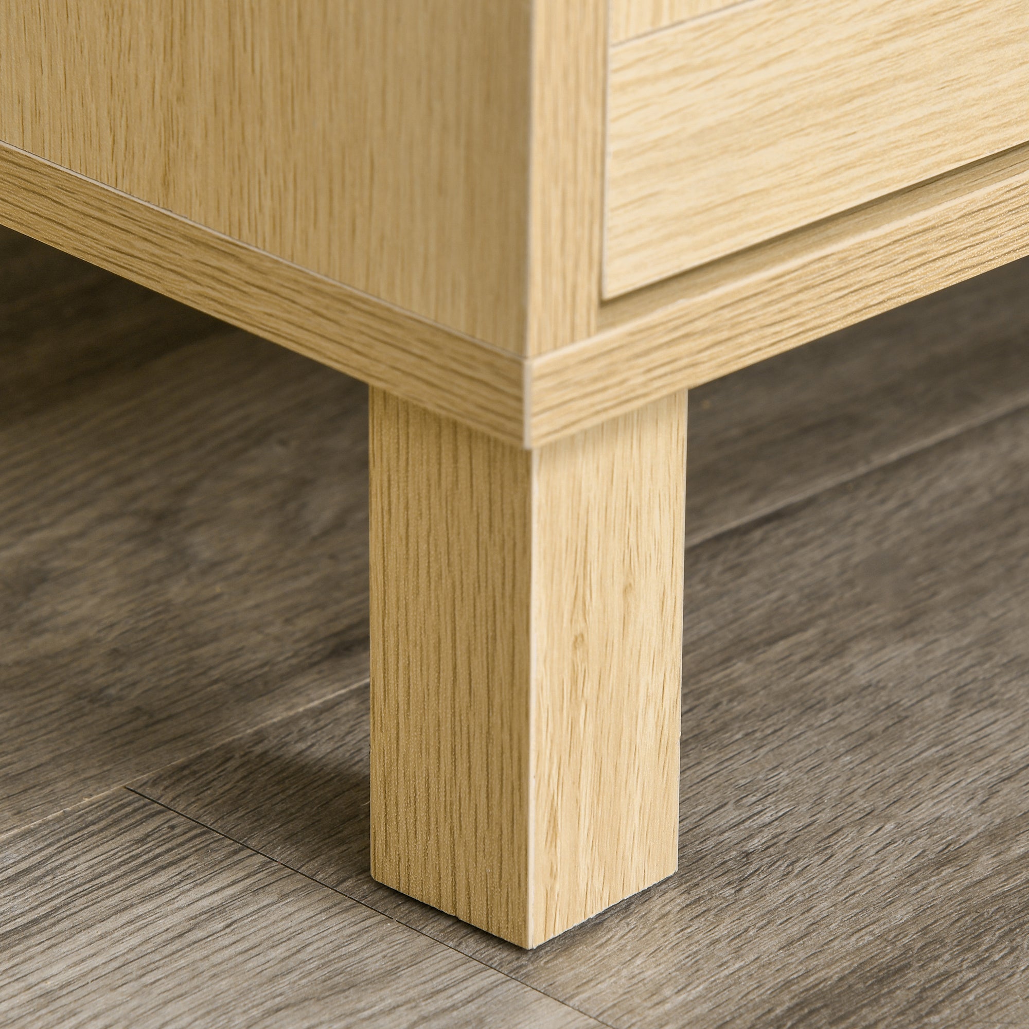 3-Drawer Chest with Rattan Cane Dimensions 80L x 40W x 80H cm E1 Class MDF Light Wood Look