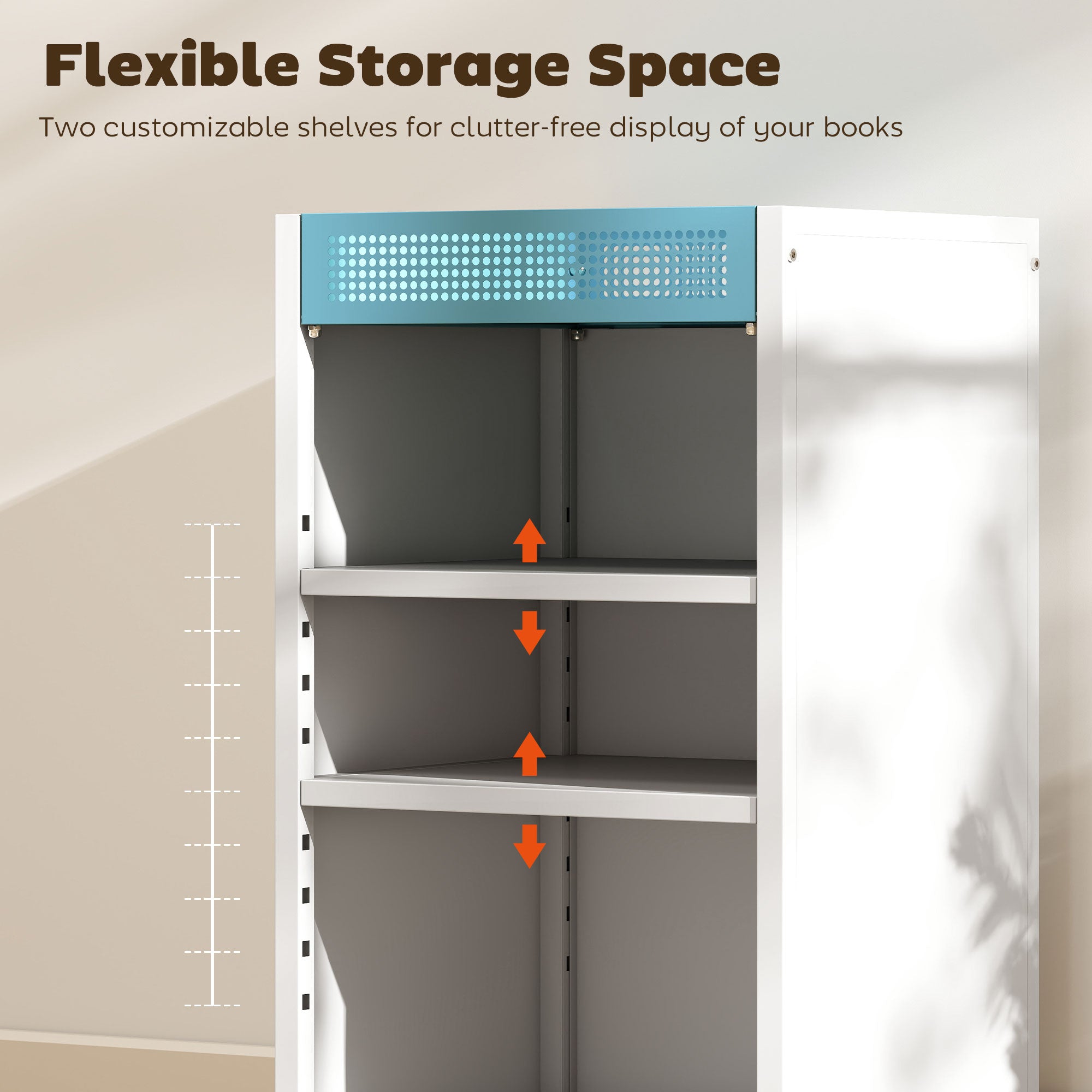 4-Tier Rolling Bookshelf with Top Basket & Adjustable Shelves, White
