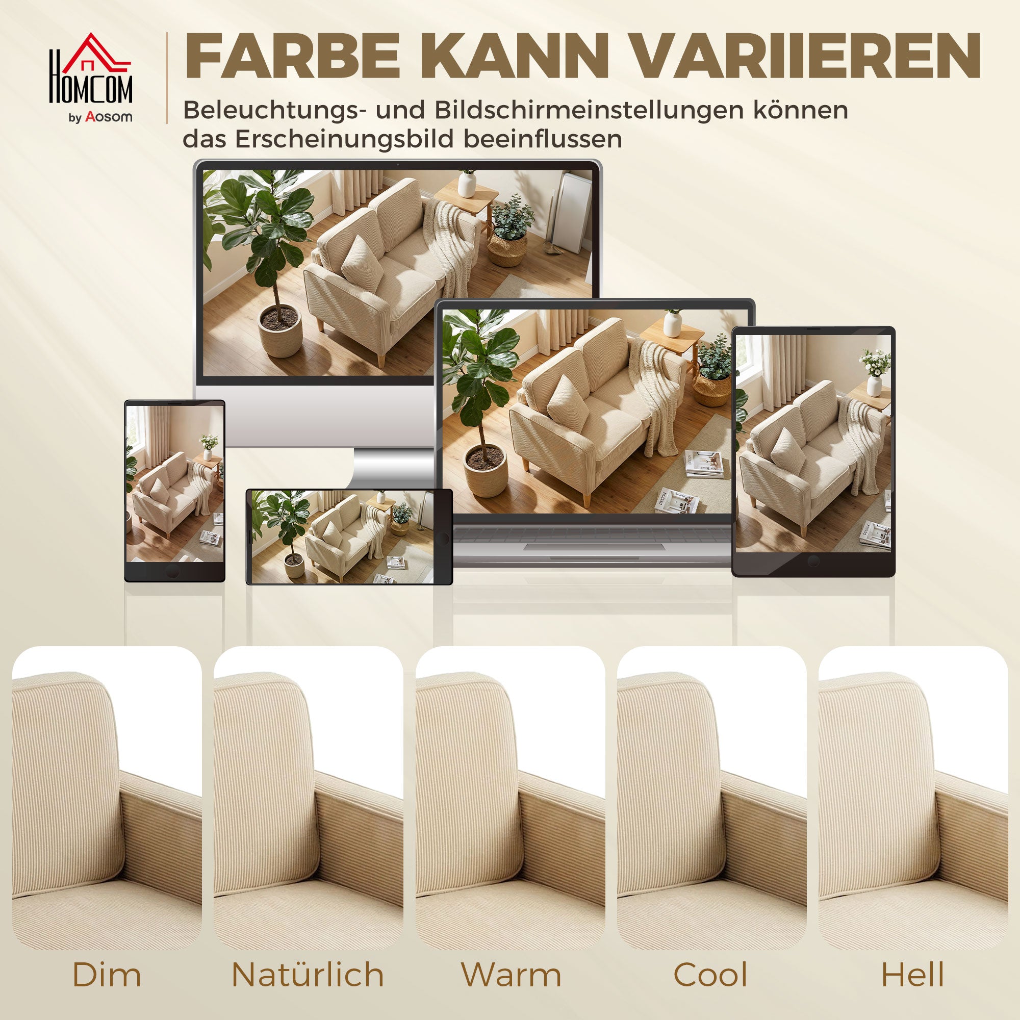 2-Seater Corduroy Loveseat with Under-Seat Storage & 2 Throw Pillows, Solid Wood Legs — Beige (46.1" x 24.8" x 31.1")