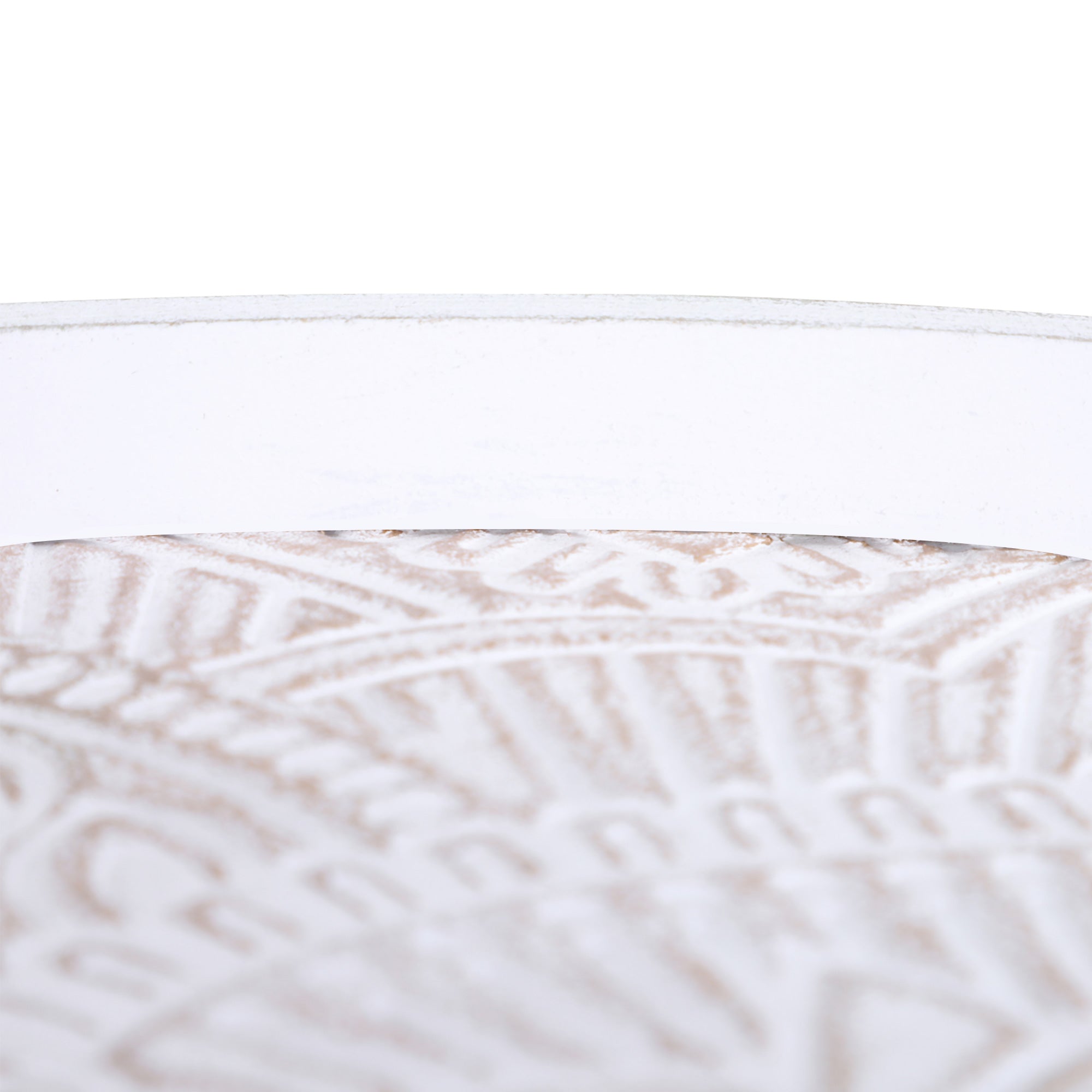 Modern Round Coffee Table, Coffee Table with Raised Edge and Three Legs, for Bedroom and Living Room, in White and Gold Wood