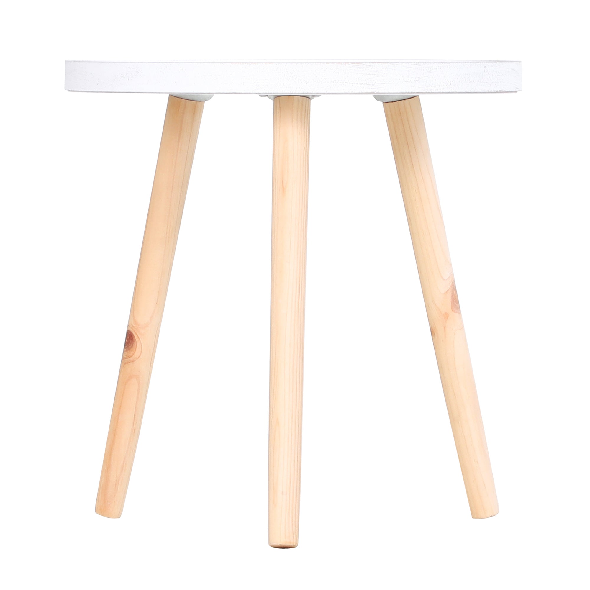 Modern Round Coffee Table, Coffee Table with Raised Edge and Three Legs, for Bedroom and Living Room, in White and Gold Wood