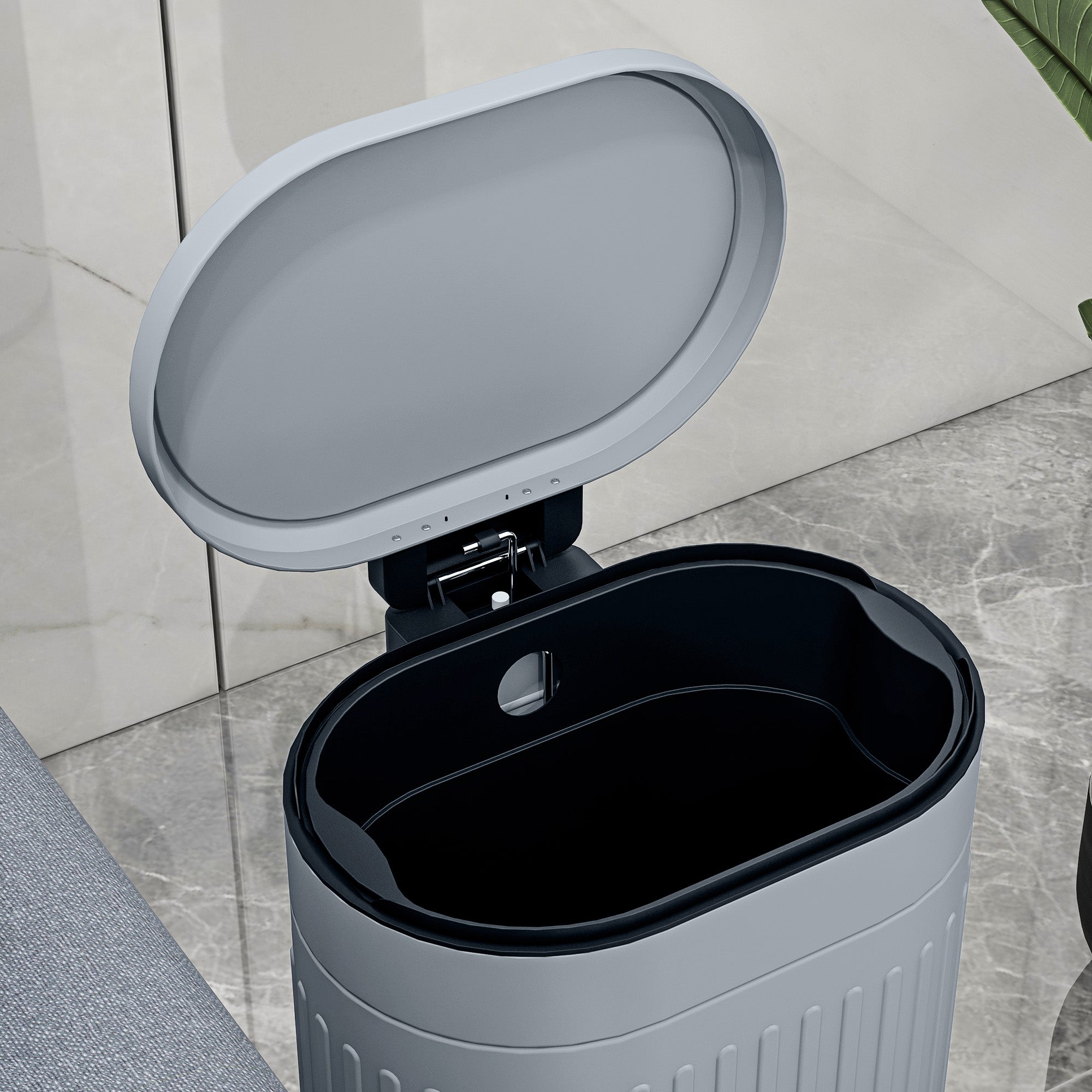 20L Step Trash Can with Lid and Foot Pedal, Removable Inner Bucket, Soft-Close, Gray (36.5 × 31.2 × 45 cm / 14.4 × 12.3 × 17.7 in)
