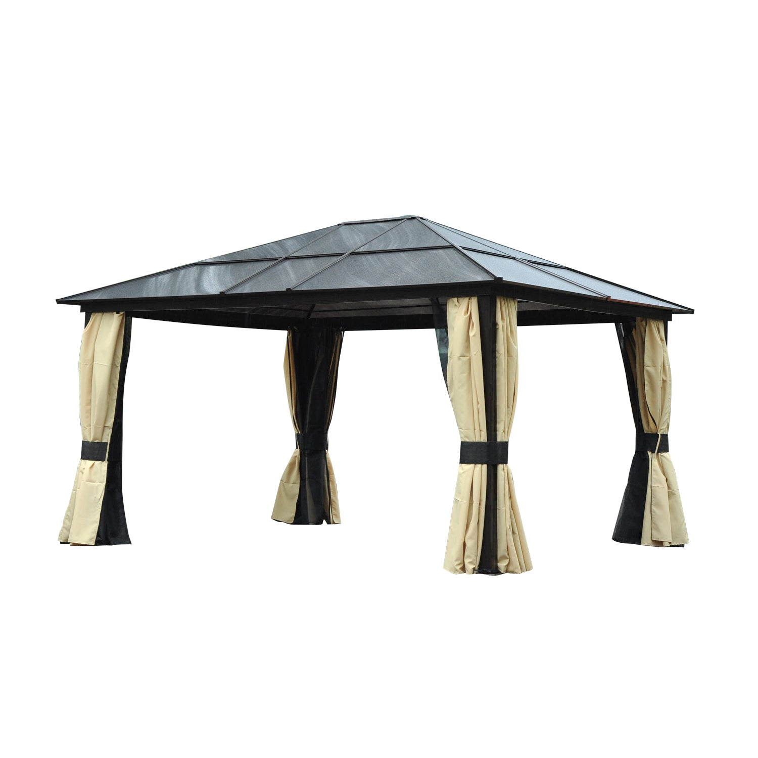 Luxury Pavilion Garden Gazebo Aluminum Party Tent Garden Tent with Translucent PC Roof 420 x 360 x 275 cm