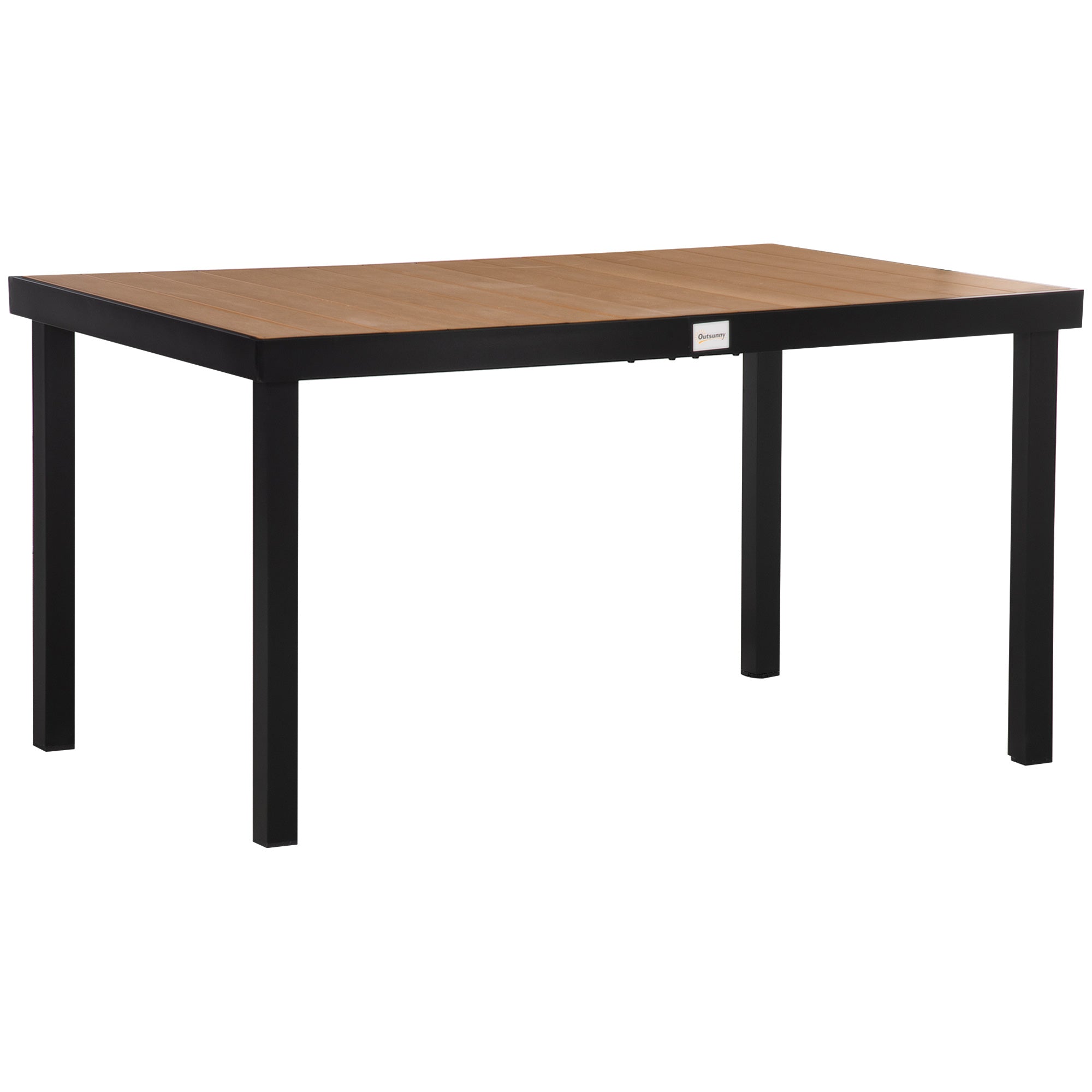 Garden Table for 6 Persons Dining Table Aluminum Table Garden Furniture Lounge Furniture Easy-care Plastic Natural+Black 140 x 90 x 74 cm